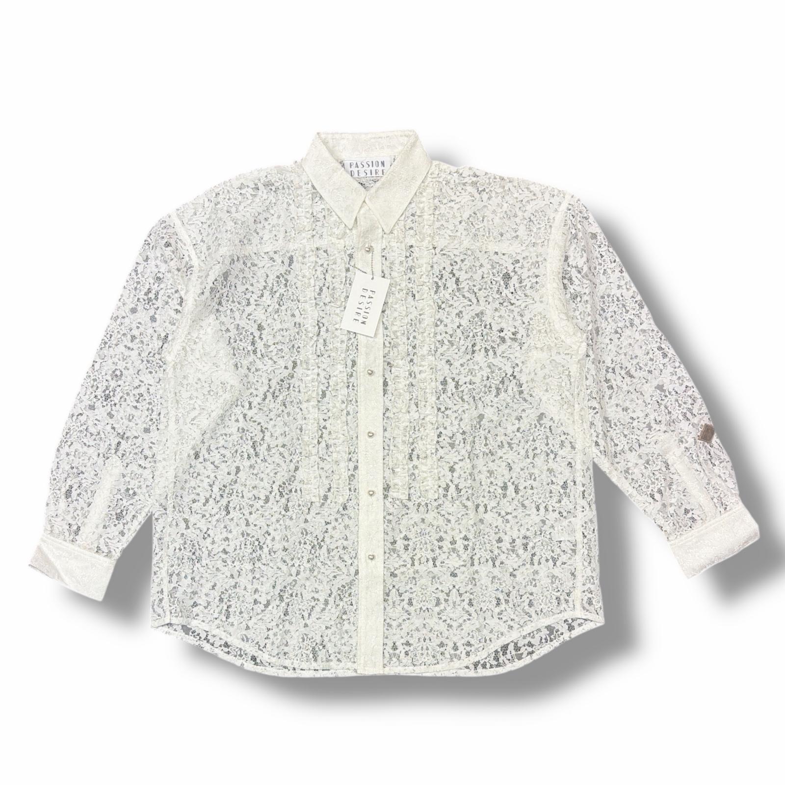 未当て嵌める el conductorH・音楽監督 25SS FLOWER LACE FRILL SHIRT 物質の状態SS フラワーレースシャツ PD25SS04 大きさ2 白いこと ユニ一発やる （4566M）【中古】