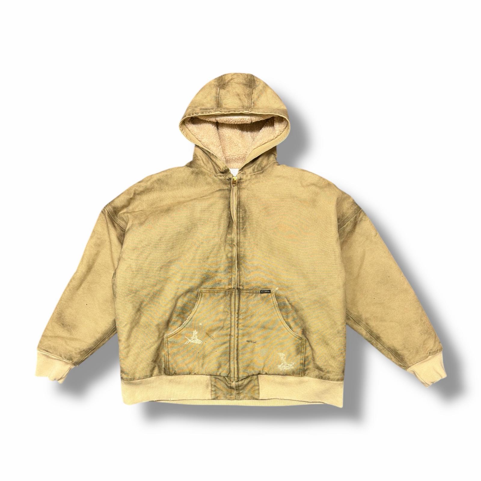 未当て嵌める KAMIYA・カミヤ 25AW BORO Boa Lining Duck Zip-up Parka 物質の状態SS ボロボアライニングダックジップパーカー  G15BL101 大きさM ベージュ メンズ （6775M）【中古】
