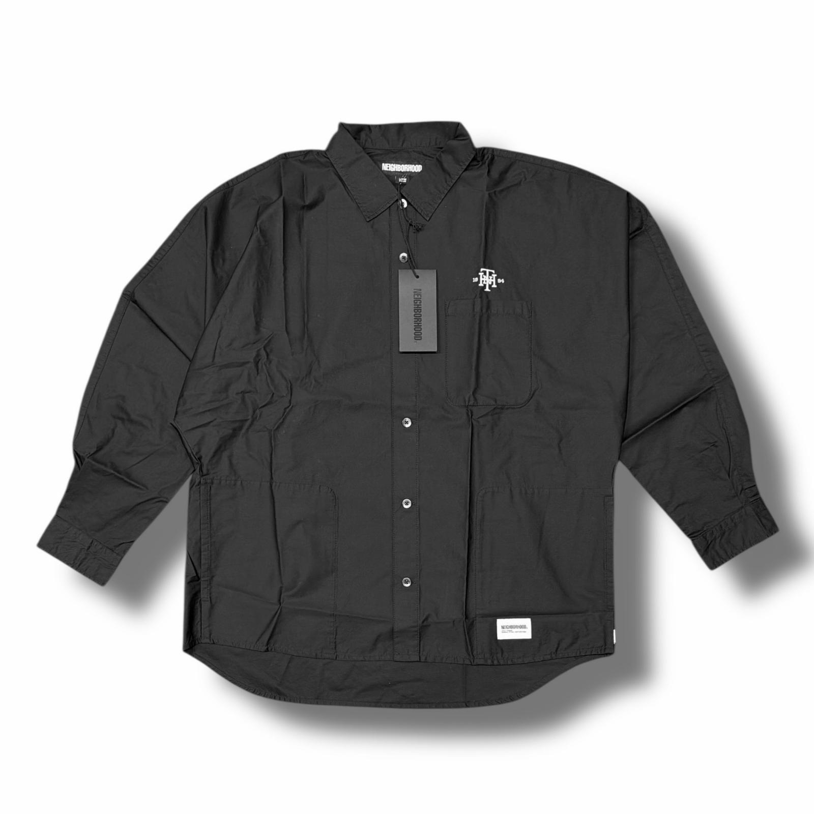 未使用 NEIGHBORHOOD・ネイバーフッド 24AW DOLMANSLEEVE SHIRT LS 状態SS ドルマンスリーブ長袖シャツ 242AQNH-SHM02 サイズL ブラック メンズ （5704M）【中古】