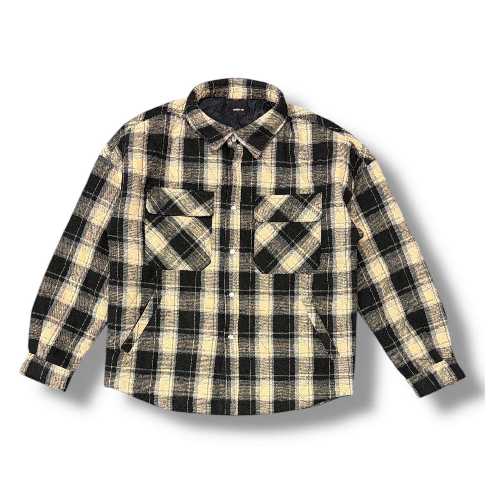 BREATH・ブレス 25AW QUILTING CHECK SHIRT 状態A キルティングチェックシャツ BR25AW-S2003 サイズM ブラック メンズ （8038M）【中古】