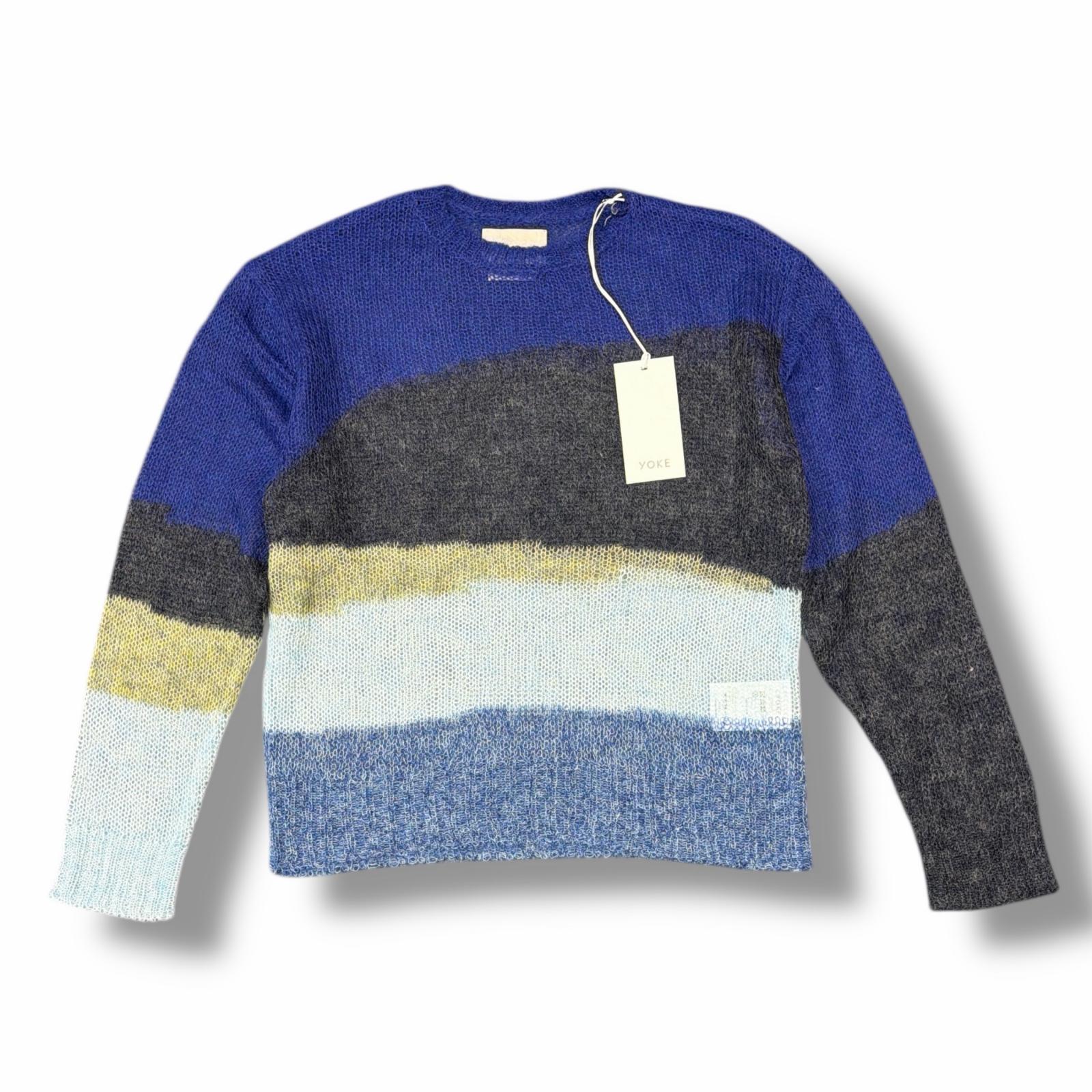 未使用 YOKE・ヨーク 25SS Mohair Intarsia Sheer Sweater 状態SS モヘヤインターシャシアーセーター ニット YK25SS0967S サイズ1 ネイビー メンズ （7343M）【中古】