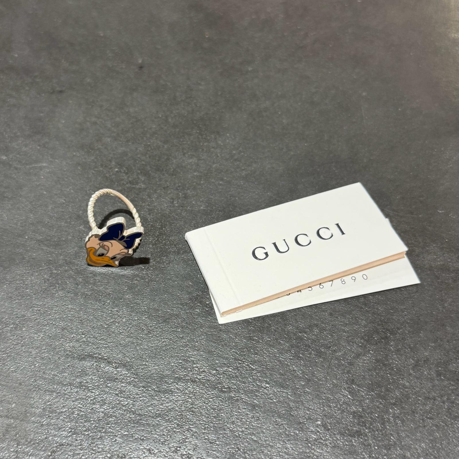 GUCCI・グッチ  × Disney・ウォルトディズニー デイジーダック 輪っか 物質の状態A 輪っか 大きさF しろがね色 ユニ一発やる （5451M）【中古】