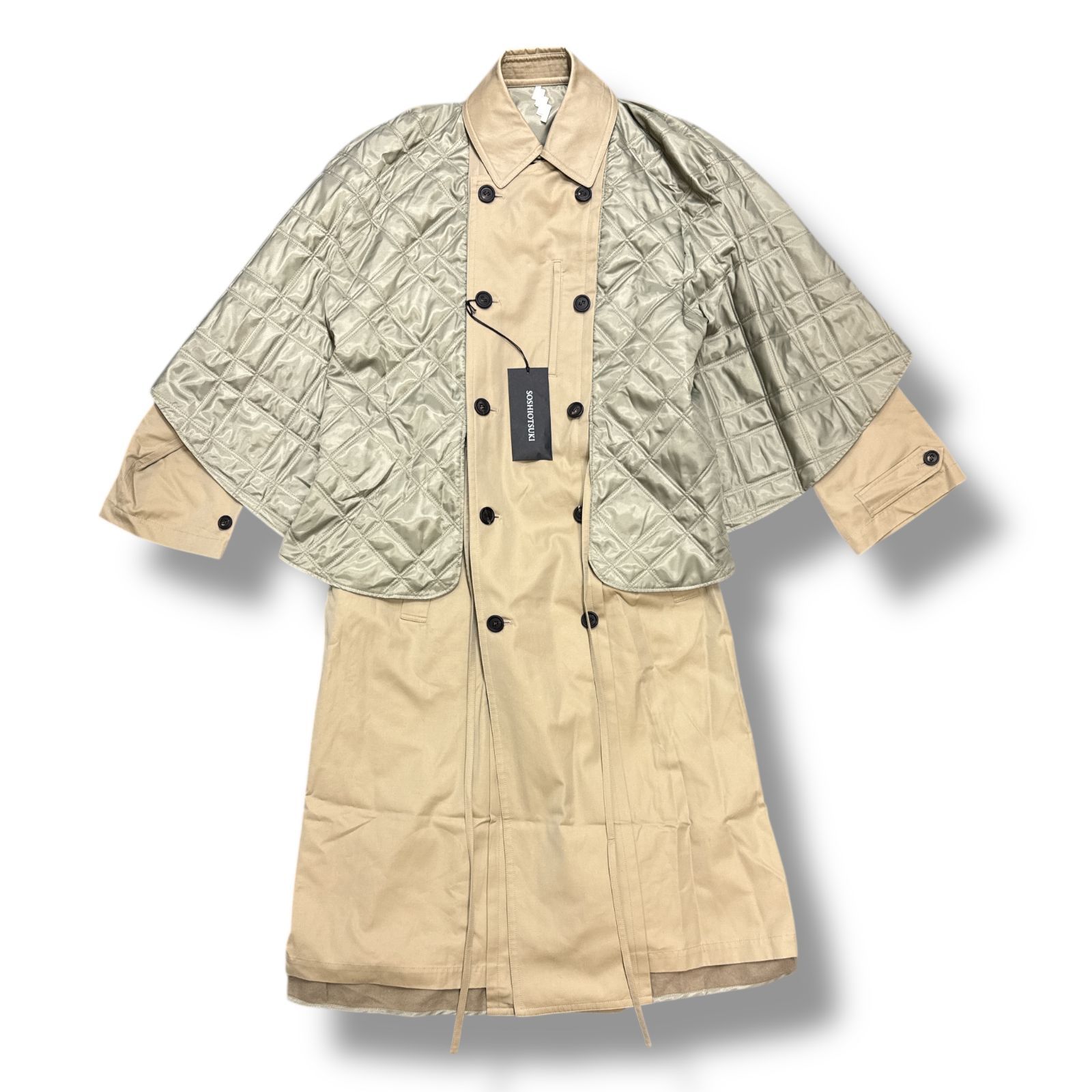 未使用 SOSHIOTSUKI・ソウシオオツキ 24AW LINING CAPE TRENCH COAT 状態SS ライニングケープトレンチコート S24AW13CT サイズ46 ベージュ メンズ （94945A）【中古】