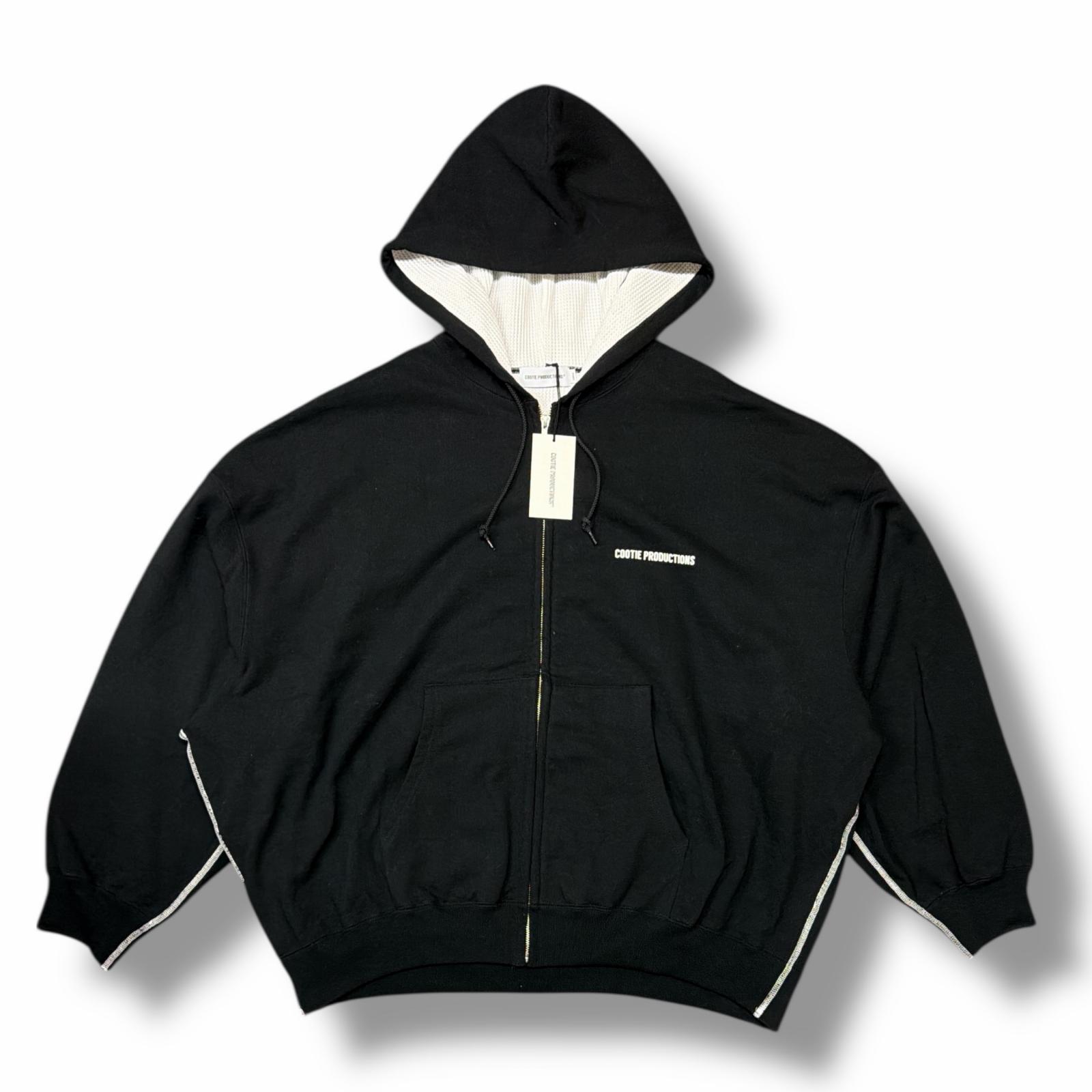 未当て嵌める COOTIE PRODUCTIONS・クーティープロダクションズ 25AW Thermal Combination Sweat Zip Hoodie 物質の状態SS サーマルコンビネーションジップアップスウェットフーディー パーカー  CTE-25A314 大きさL 黒いこと メンズ （8196M）【中古】