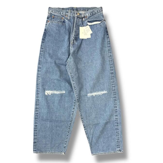 未使用 stein(ssstein)・シュタイン VINTAGE REPRODUCTION DAMAGE WIDE DENIM JEANS 状態SS ダメージワイドデニムパンツ ジーンズ ST.680 サイズXS インディゴ メンズ （88700A5）【中古】