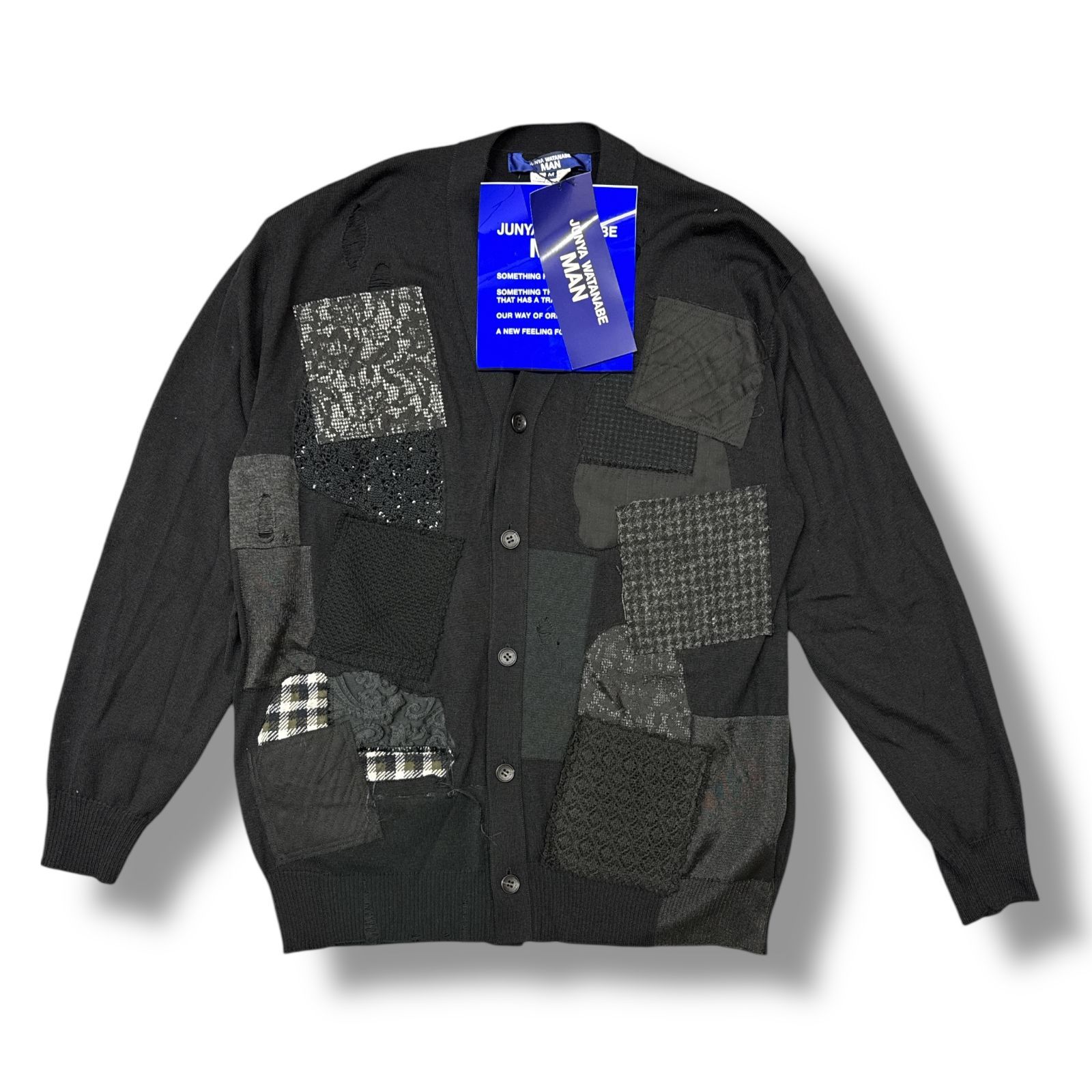 未使用 COMME des GARCONS JUNYA WATANABE MAN・コムデギャルソンジュンヤワタナベマン CARDIGAN 状態SS カーディガン ニット セーター WO-N010-051 サイズM ブラック メンズ （96081A）【中古】
