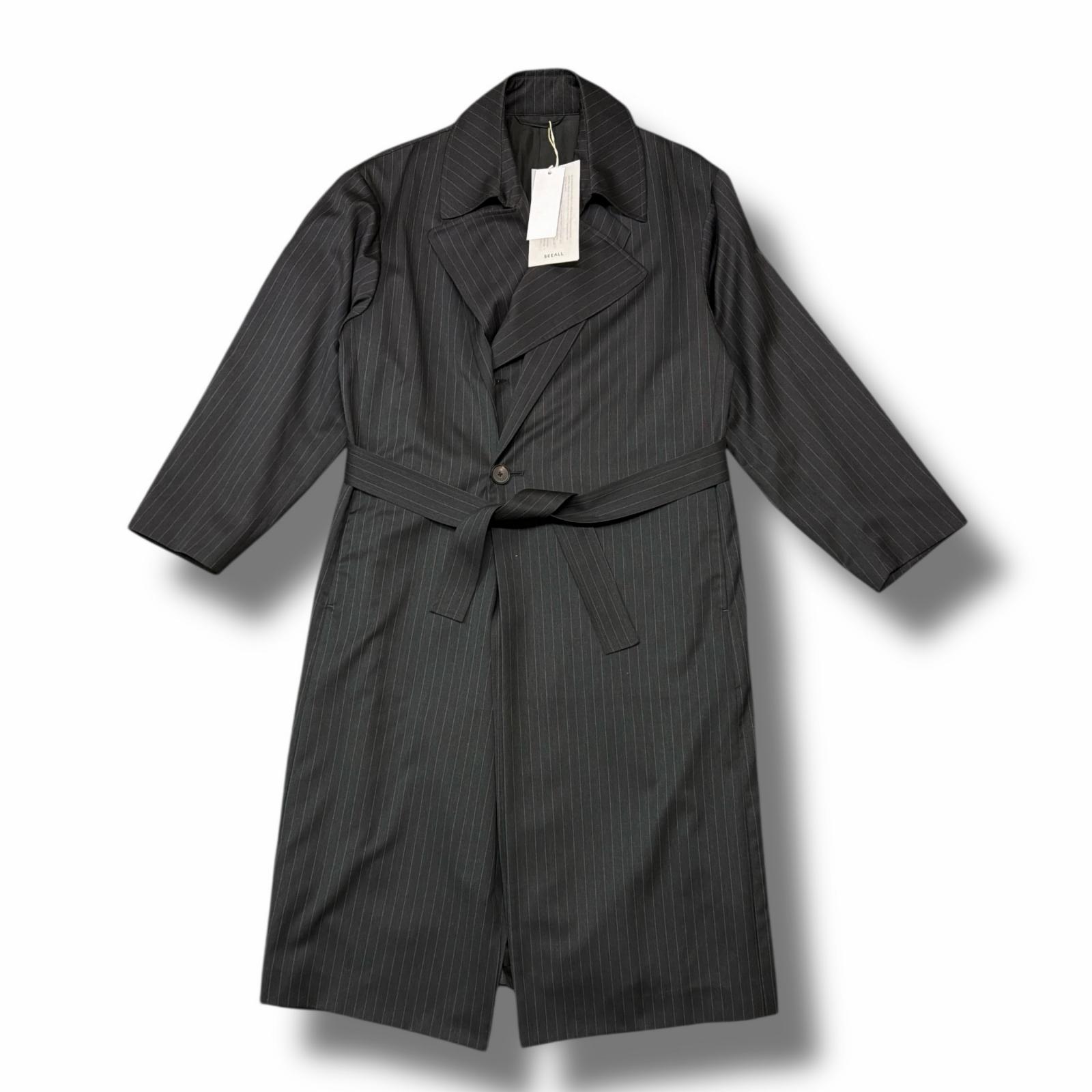 未使用 SEEALL・シーオール LAYERED COAT 状態SS ロングコート N-002 サイズ2 グレー メンズ （46820A）【中古】