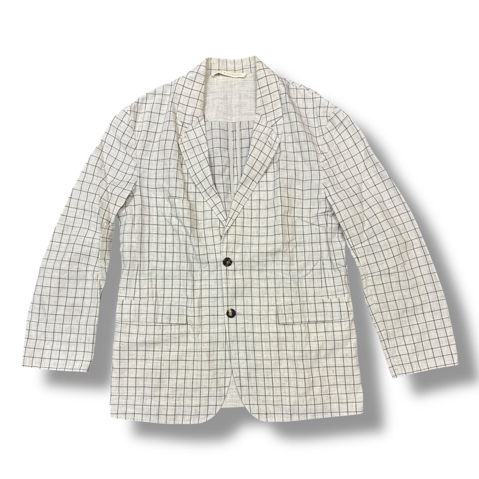 forme d\'expression フォルデエクスプレッション checkJacket 状態A チェックジャケット サイズL ホワイト メンズ （98136A）【中古】