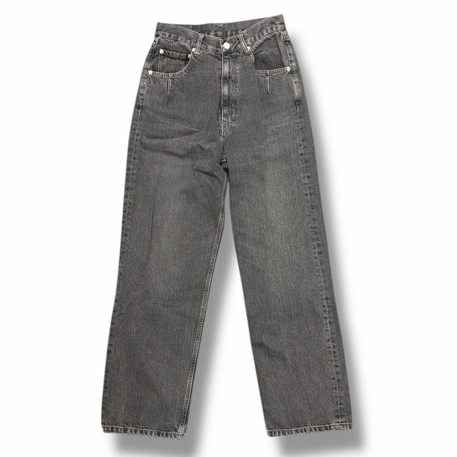 未使用 YOKE・ヨーク 25SS BLEACHED DENIM WIDE STRAIGHT 5P PANTS 状態SS ブリーチ デニムパンツ ジーンズ YK25SS0928P-B サイズ1 ブラック メンズ （7172M）【中古】
