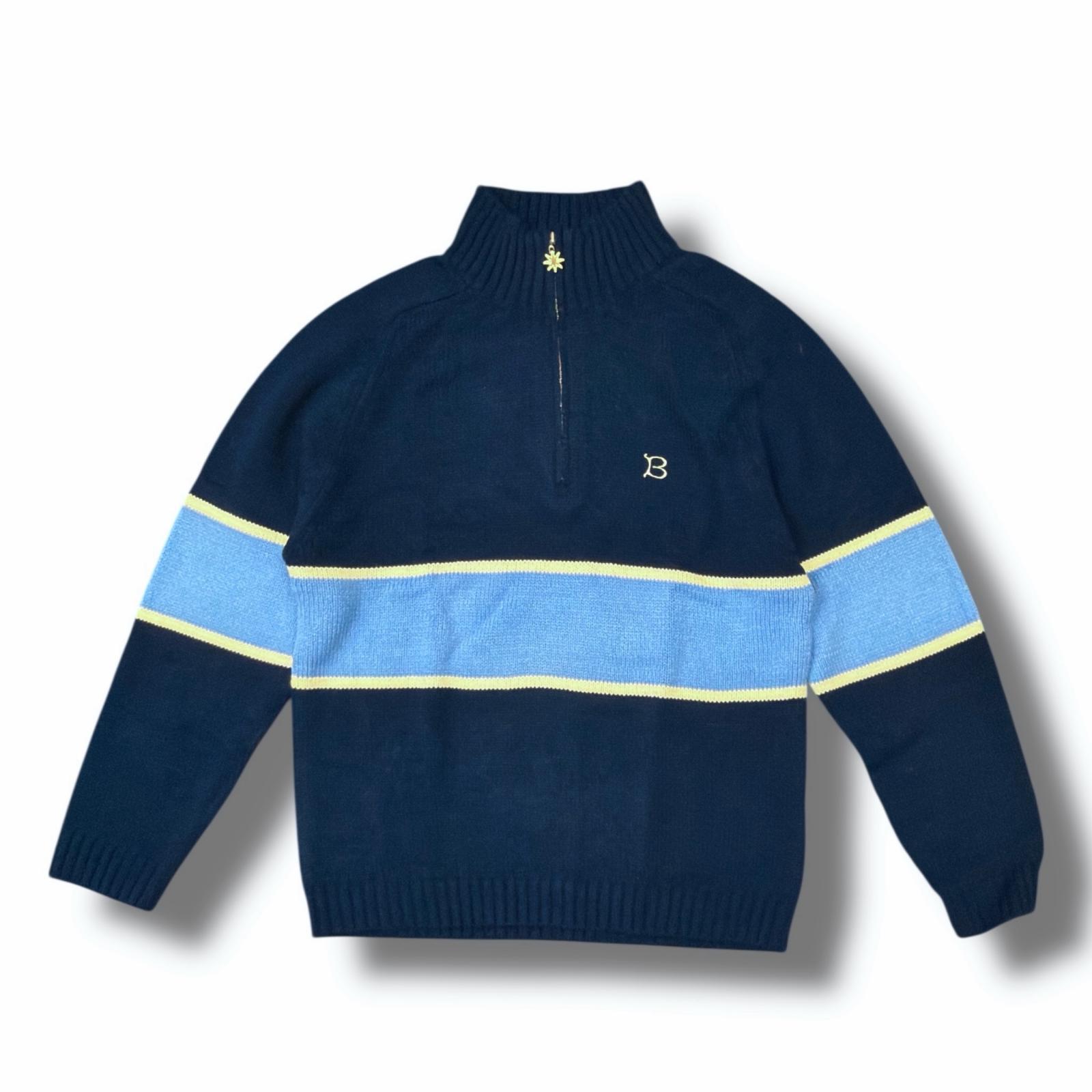 未使用 BoTT・ボット 25SS HALF-ZIP DRIVERS KNIT 状態SS ハーフジップドライバースニット セーター サイズL ブルー メンズ (7127M)【中古】