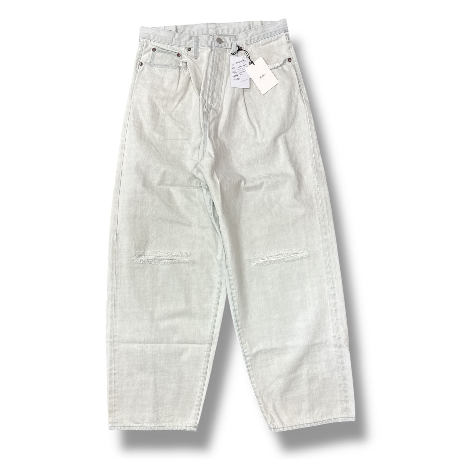 未使用 stein(ssstein)・シュタイン VINTAGE REPRODUCTION DAMAGE WIDE DENIM JEANS 状態SS ダメージワイドデニムパンツ ジーンズ ST.680 サイズM ライトインディゴ メンズ （88686A）【中古】