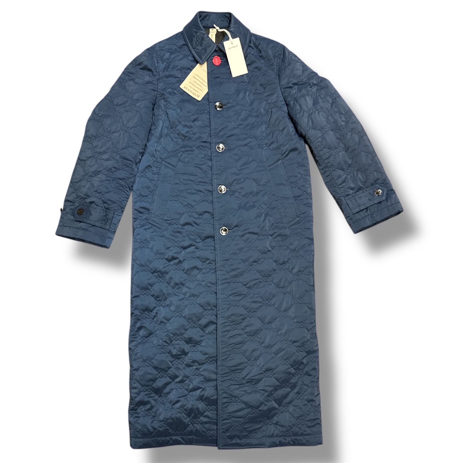 未使用 SHINYAKOZUKA ・シンヤコヅカ 24AW PENCIL COAT WITH KAPOK KNOT 状態SS ペンシルコート キルティング コート カポックンノット コラボ 2402SK06 サイズM ネイビー メンズ （95137A）【中古】