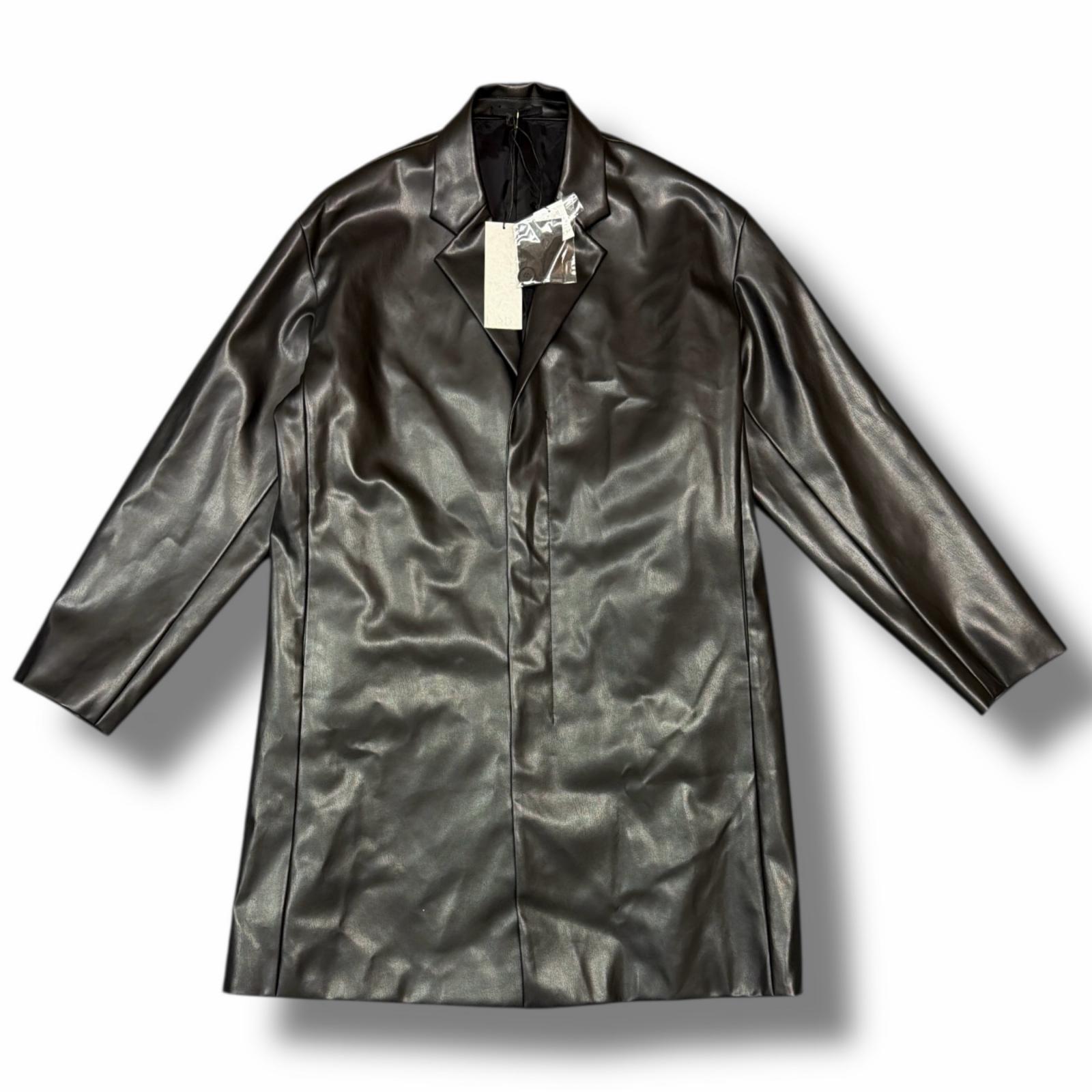 LAD MUSICIAN・ラッドミュージシャン 25SS FAUX LAMBSKIN LONG JACKET 状態A フェイクラムスキン・ロングジャケット レザー 2125-307 サイズF ブラック メンズ （9155M）【中古】