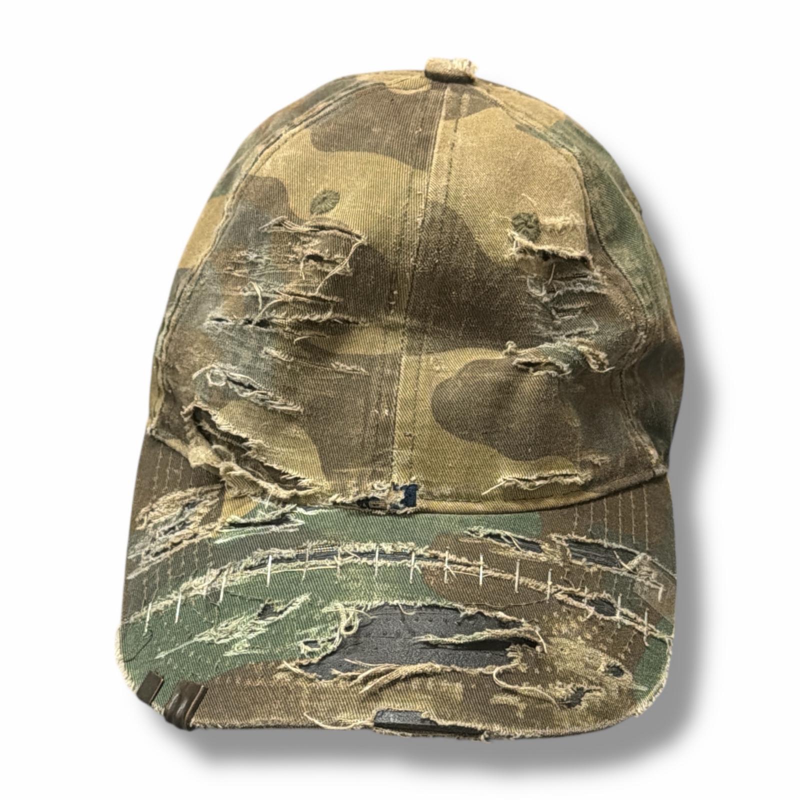 FILTH フィルス ダメージ迷彩キャップ 状態A 帽子 サイズF グリーンカモ メンズ （8870M）【中古】