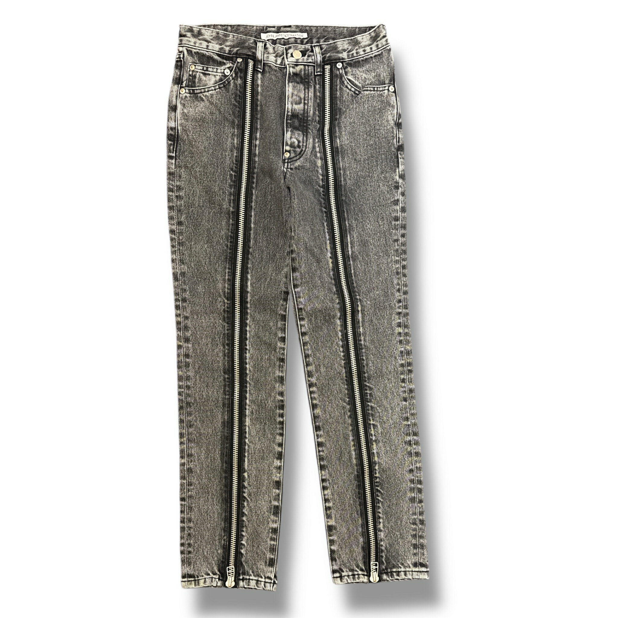 JOHN LAWRENCE SULLIVAN・ジョンローレンスサリバン WASHED DENIM ZIPP ED PANTS 状態SS ウォッシュドデニムシップパンツ ジーンズ JLS-02-20 ブラック サイズ44（88774A）　D