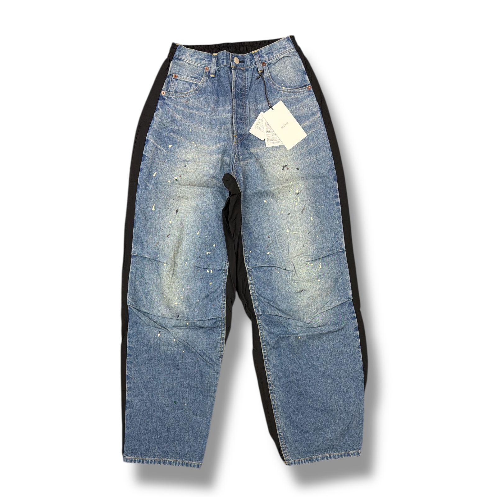 stein シュタイン 24SS 日本製 NYLON COMBINATION CHEMICAL BLEACHED DENIM JEANS ナイロンコンビネーションケミカルブリーチデニム ST.782 S BLACK ドッキング ジーンズ パンツ ボトムス【新古品】【中古】【stein】 楽天市場】stein シュタイン 24SS 日本製 NYLON COMBINATION CHEMICAL