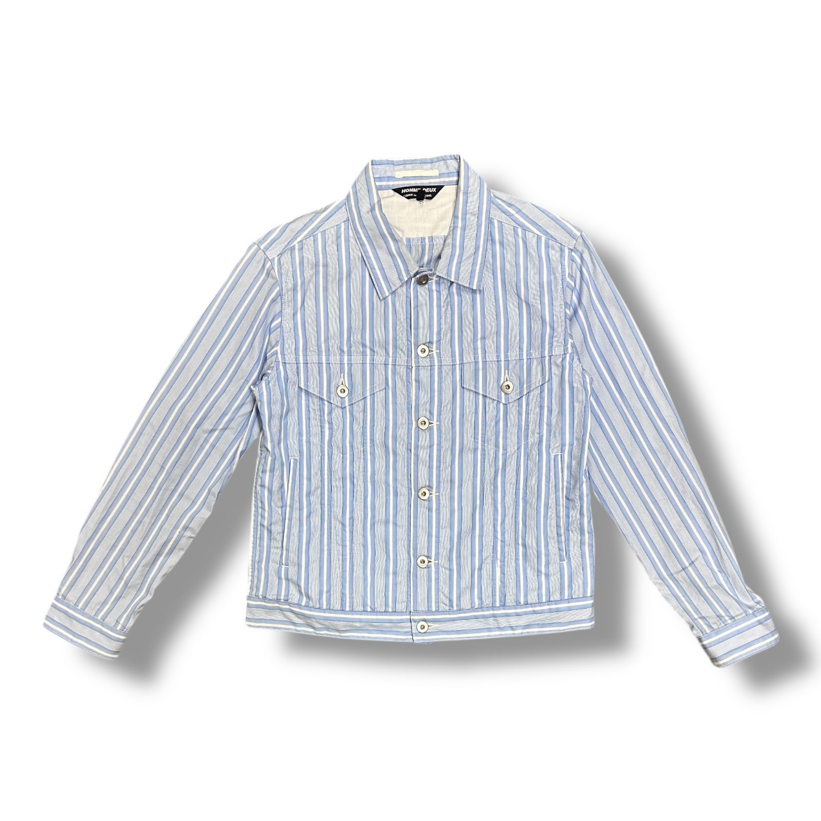 COMME des GARCONS HOMME DEUX コムデギャルソンオムドゥ 24SS ロンドンストライプボタンブルゾン 状態B ジャケット DM-B045 サイズS ブルー メンズ （91880A）【中古】
