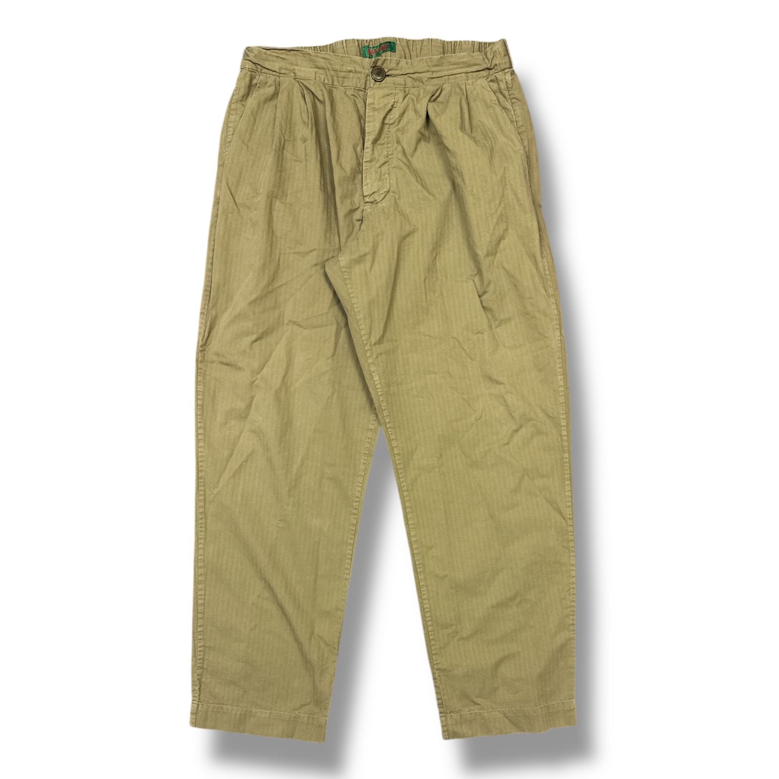 CASEY CASEY・ケイシーケイシー 23SS Herringbone Cotton Pants 状態A ヘリンボーンコットンパンツ イージーパンツ 20HP196 サイズM カーキ メンズ （98129A）【中古】