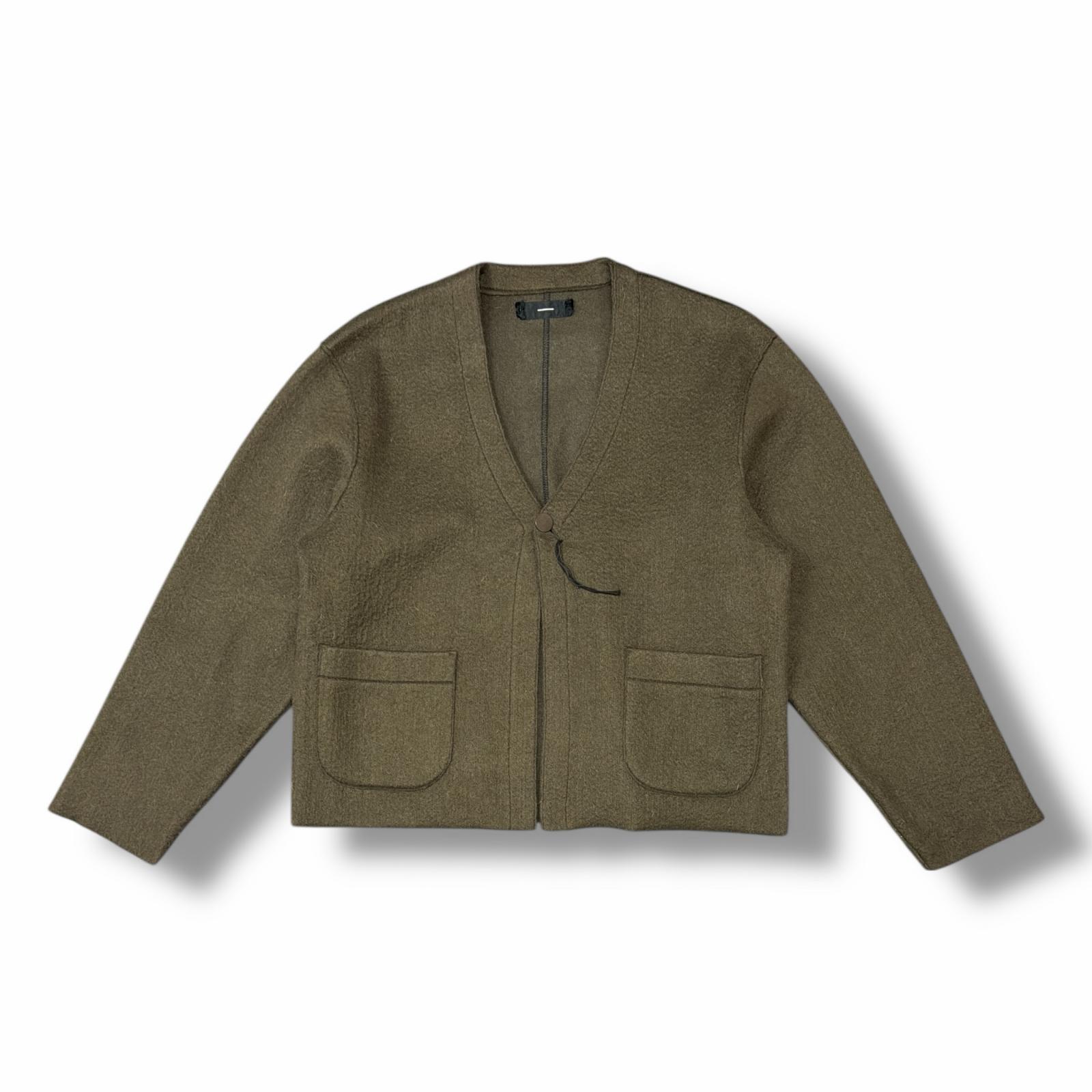 MINUS ・マイナス 25AW カットオフ1Bカーディガン 状態A ニードルシャギーモヘアニット M-P2-KW6 サイズ2 オリーブ メンズ （9507M）【中古】