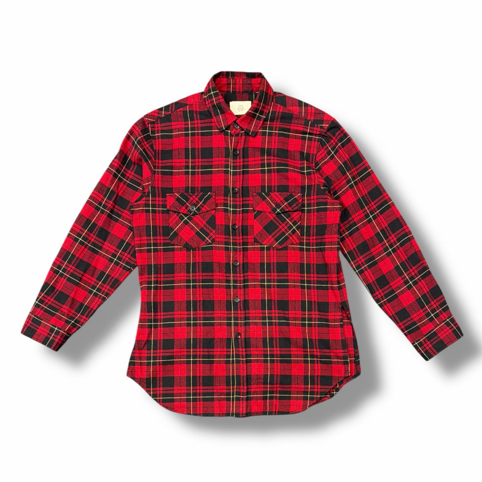FEAR OF GOD・フィアオブゴッド チェックシャツ 状態A 長袖シャツ ネルシャツ サイズS レッド メンズ （9434M）【中古】