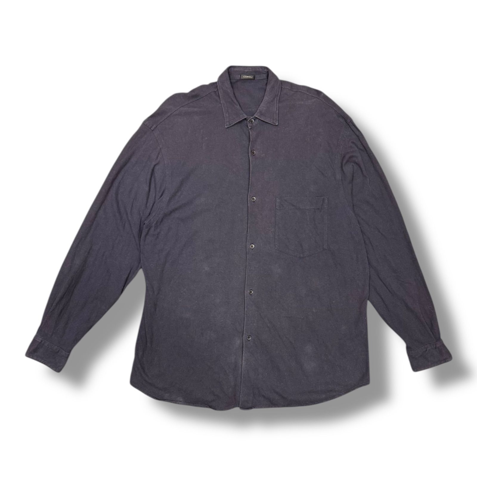 COMOLI・コモリ 23SS ジャージ コモリシャツ 状態A 長袖 シャツ X01-05016 サイズ2 ネイビー メンズ （1903M）【中古】