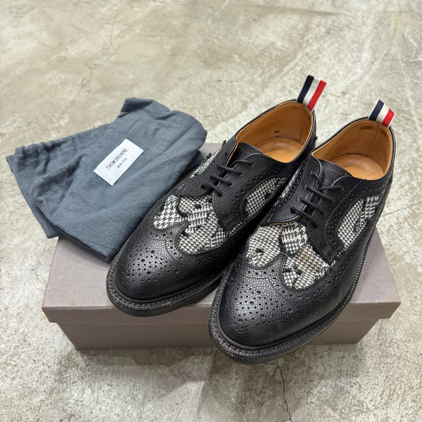 THOM BROWNE・トム赤銅色 なめし革 ウィングチップ シューズ 物質の状態B 短靴 大きさ8 26糎 メンズ （4207M）【中古】