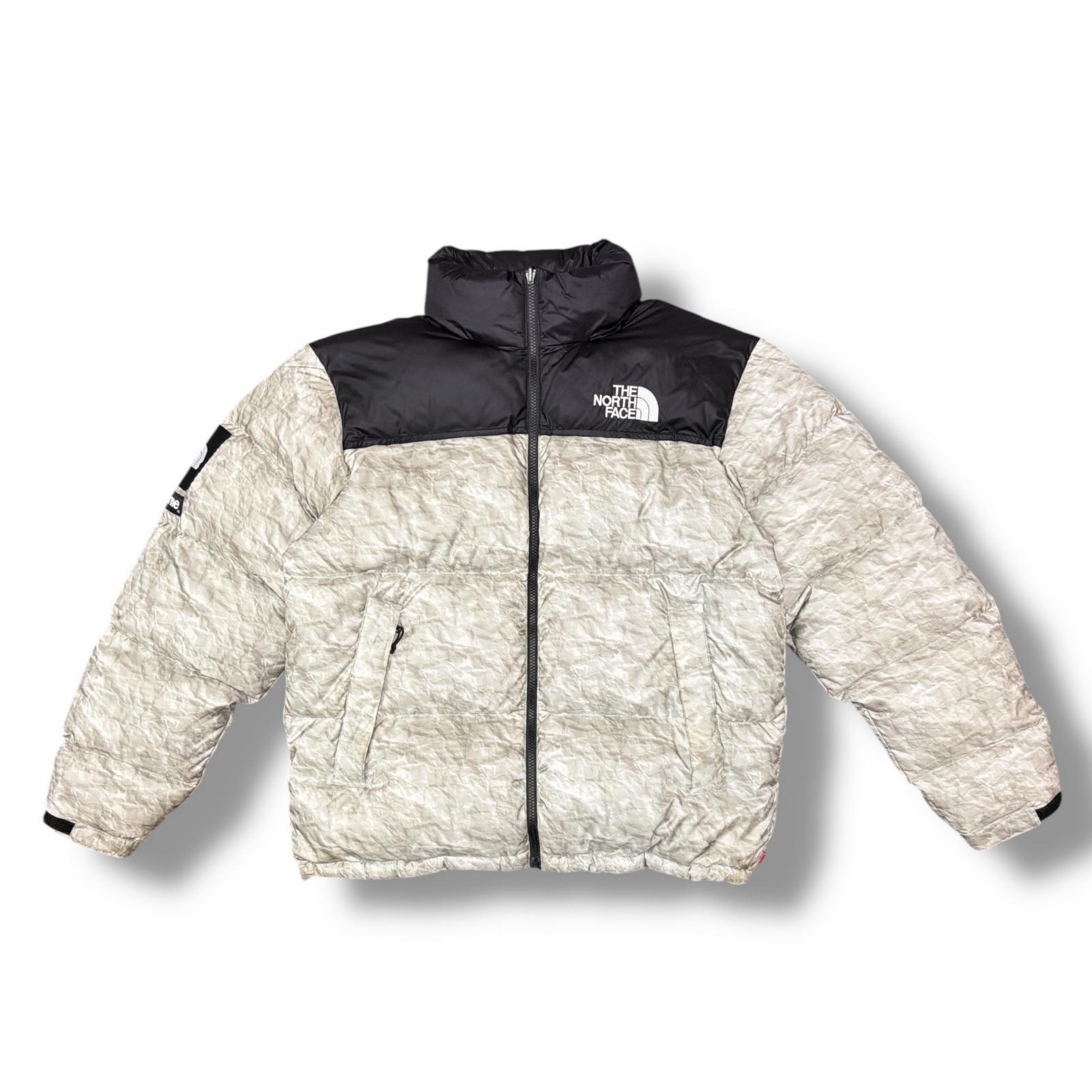 THE NORTH FACE × Supremeダウンジャケットホワイトペーパー Supreme The North Face Paper Print Nuptse シュプリーム (Supreme
