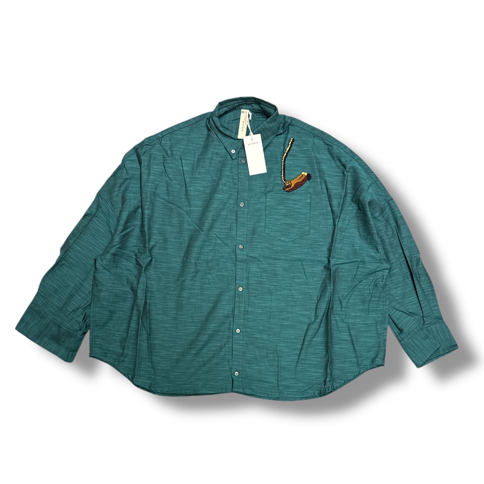 未使用 SHINYAKOZUKA ・シンヤコヅカ 24SS GIANT SHIRT 状態SS ジャイアント長袖シャツ 2402SK53 サイズL POOL GREEN メンズ （92751A5）【中古】