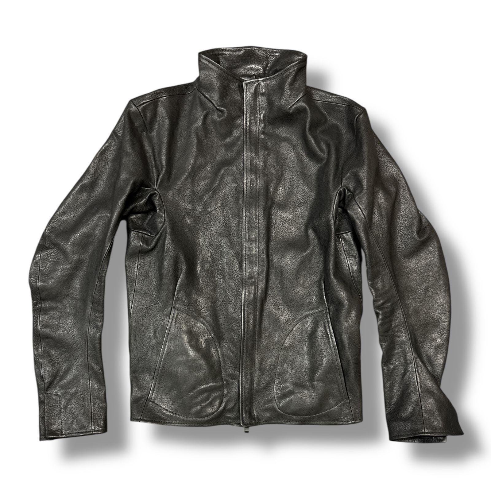 incarnation ・インカネーション HORSE LEATHER HI COLLAR ZIP BLOUSON 状態A ホースハイドハイカラージップジャケット ブルゾン レザージャケット 革ジャン サイズM ブラック メンズ (90339A)【中古】