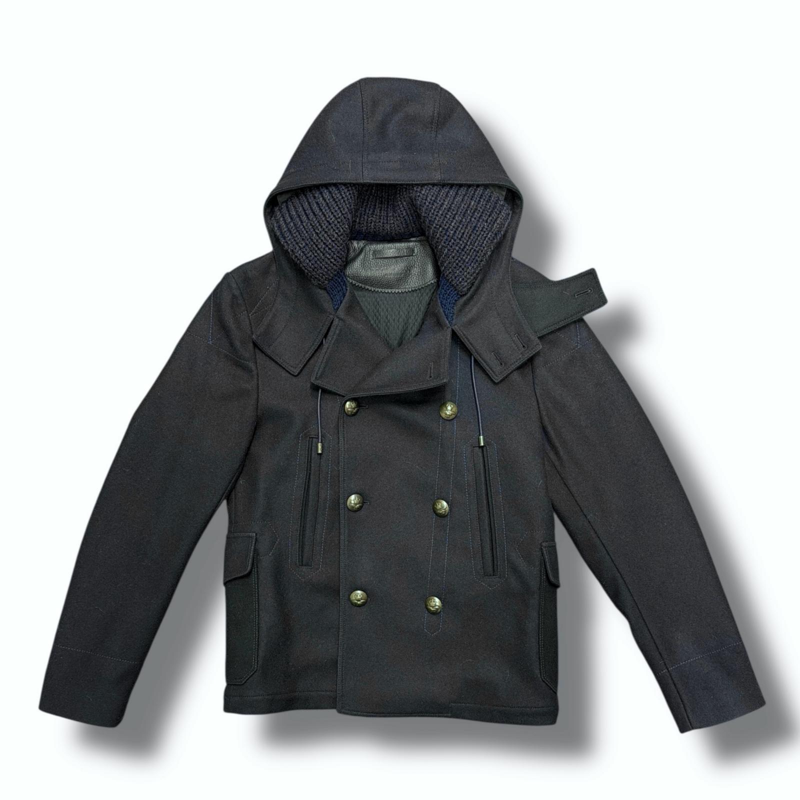DOLCE&GABBANA・ドルチェアンドガッバーナ HOODED MELTON P-COAT 状態A フーデッドメルトンPコート G0695T サイズ46 ネイビー メンズ （9886M）【中古】