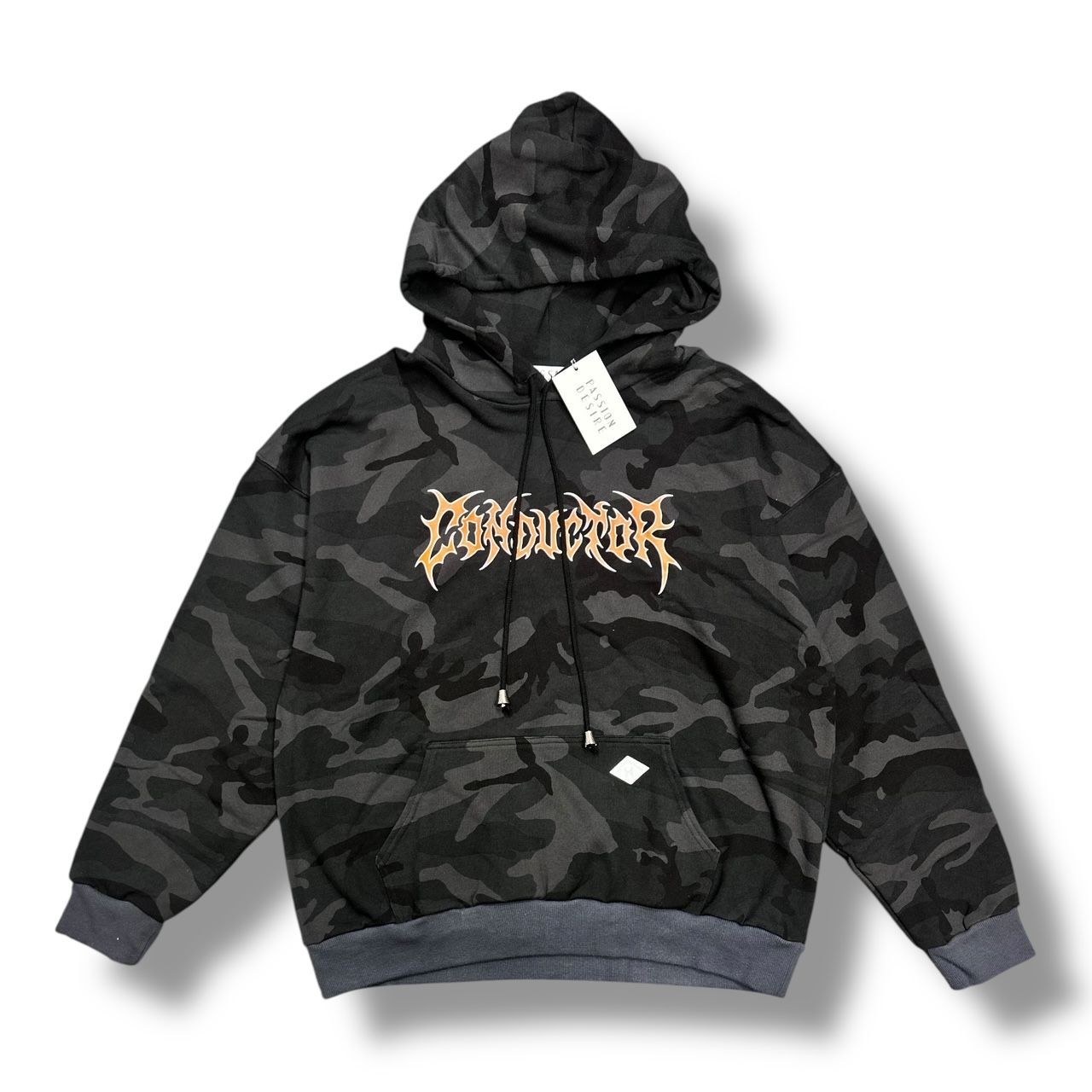 未使用 el conductorH・コンダクター 24AW CAMOUFLAGE HOODED SWEATER 状態SS カモフラージュフーディー パーカー スウェット PD24AC03 サイズ4 ブラック メンズ （92986A）【中古】