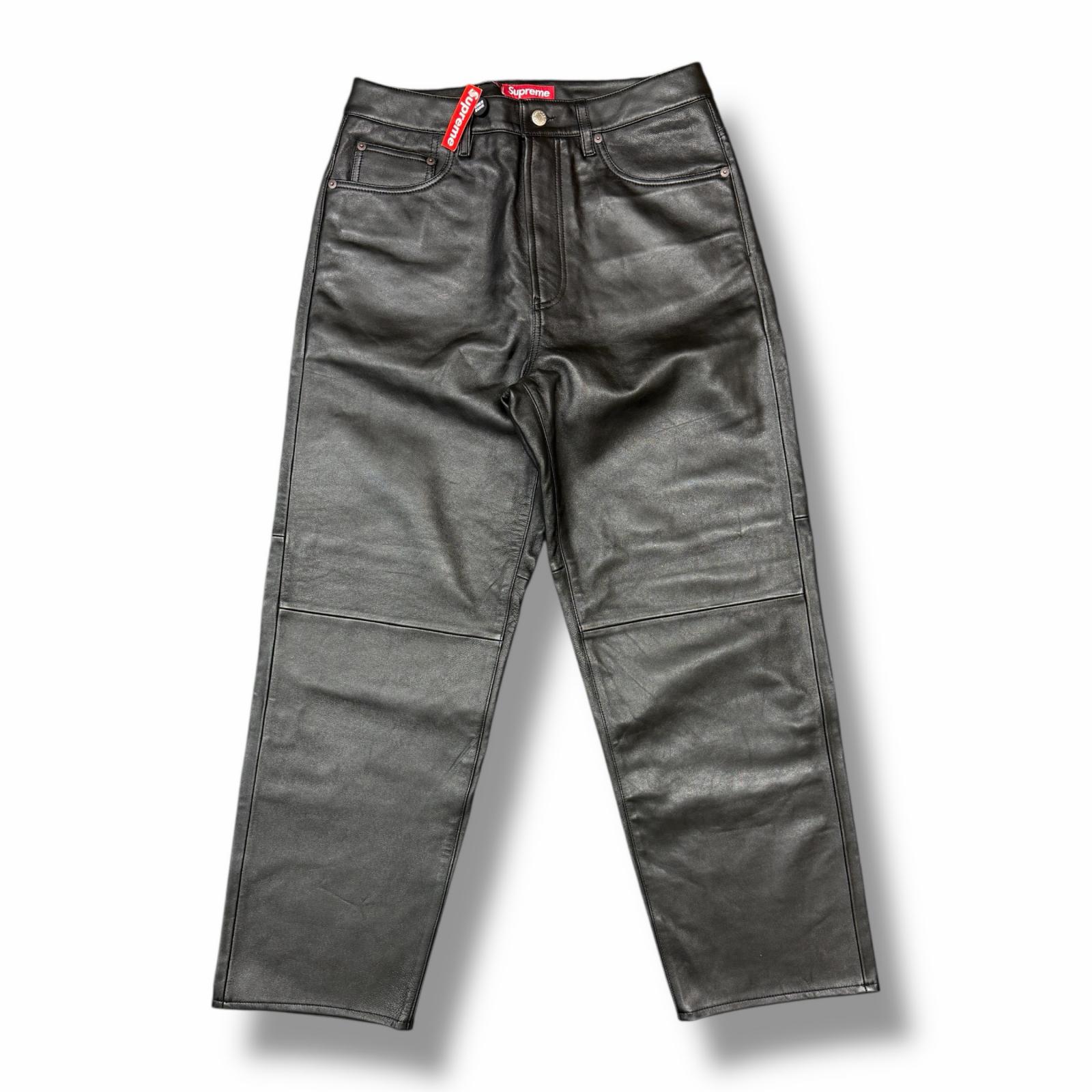 Supreme・シュプリーム 24AW Leather Baggy 5-Pocket Jean 状態A レザーバギー5ポケットパンツ サイズ30 ブラック メンズ （10491M）【中古】