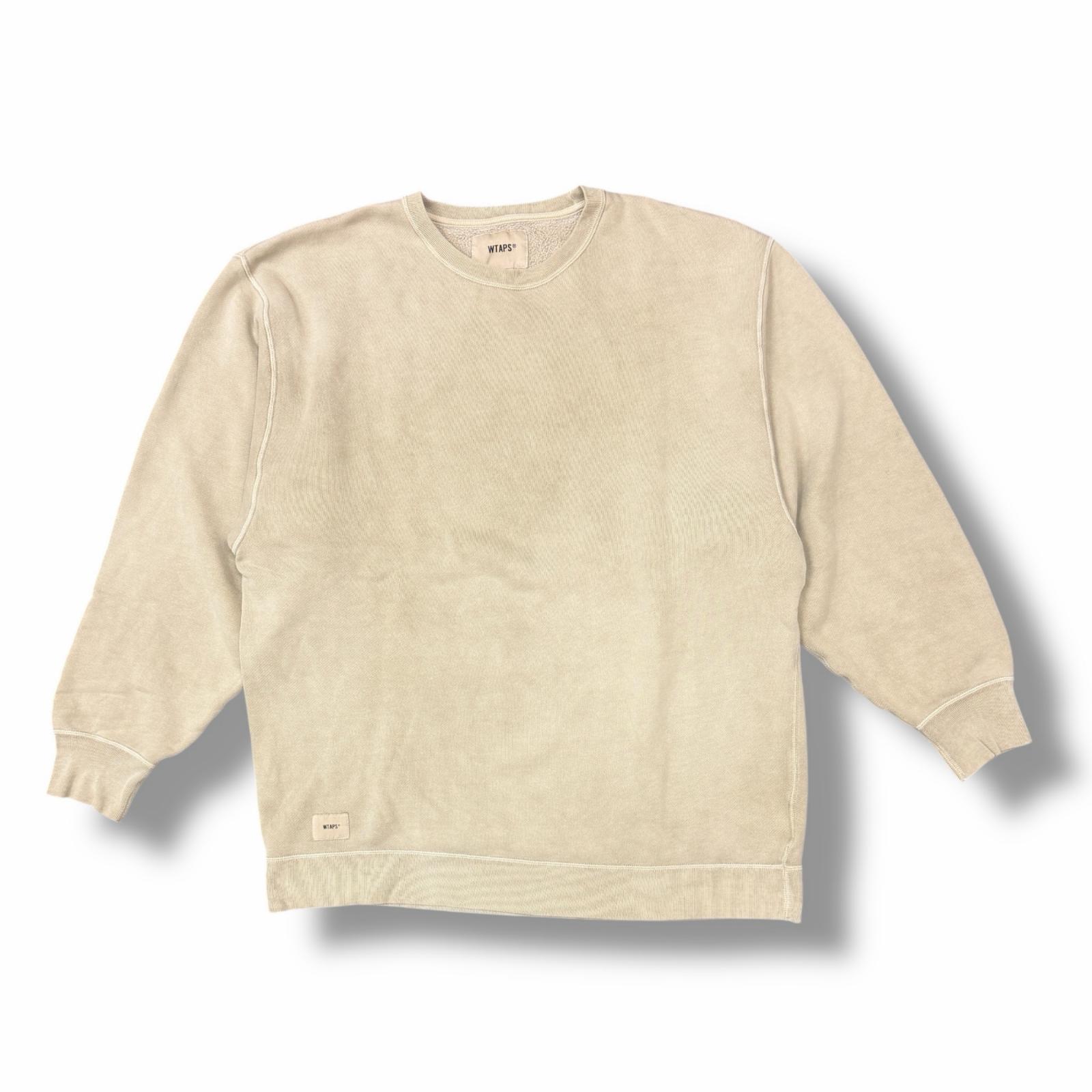 WTAPS・ダブルタップス 21AW BLANK 01/CREW NECK/COTTON 物質の状態A クルーネックスウェット 調教師 212ATDT-CSM04 大きさ3 ベージュ メンズ （10395M）【中古】