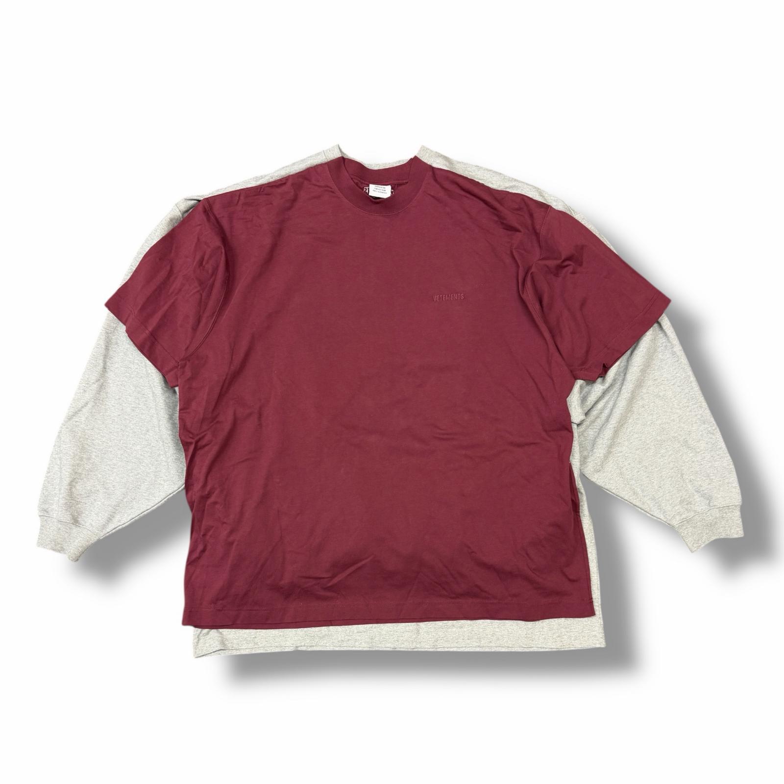 VETEMENTS・ヴェトモン MERGED T-SHIRT SWEATSHIRT 状態A マージドティーシャツスウェットシャツ UA66CW630 サイズL グレー メンズ （10456M）【中古】