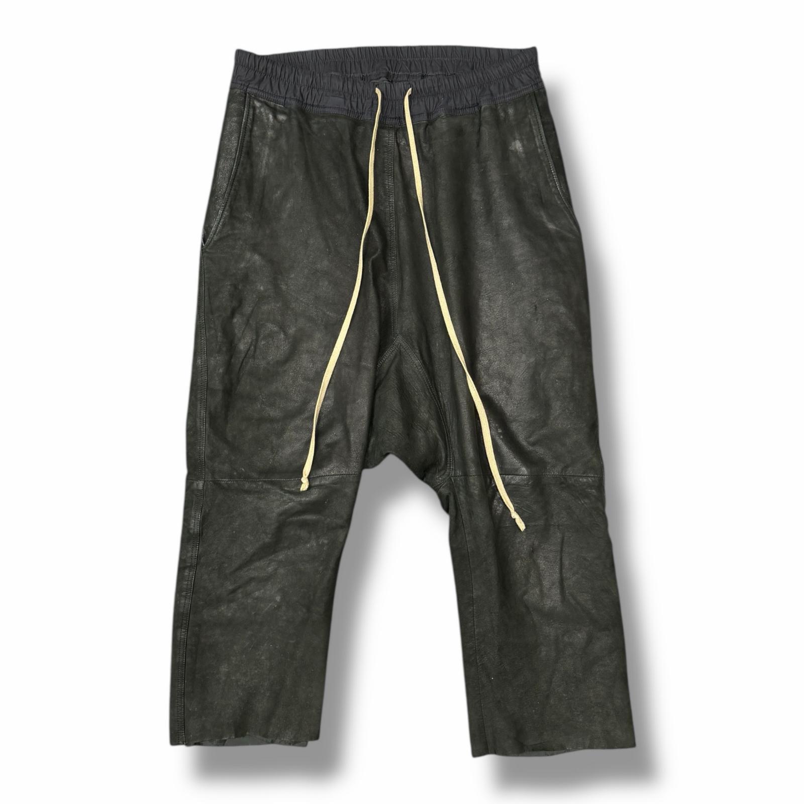 Rick Owens・リックオウエンス 15AW Leather Prisoner Pants 状態A レザープリズナーパンツ サルエルイージーパンツ RP15F1310-LK サイズ40 ブラック メンズ （10902M）【中古】