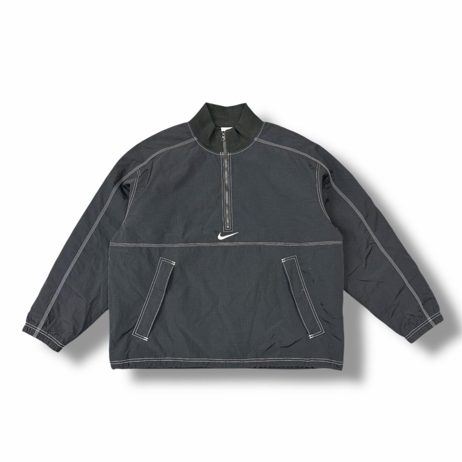 Supreme・シュプリーム × NIKE・ナイキ 25SS Ripstop Pullover 状態A リップストップ プルオーバー コラボ ナイロンジャケット サイズL ブラック メンズ （10907M）【中古】