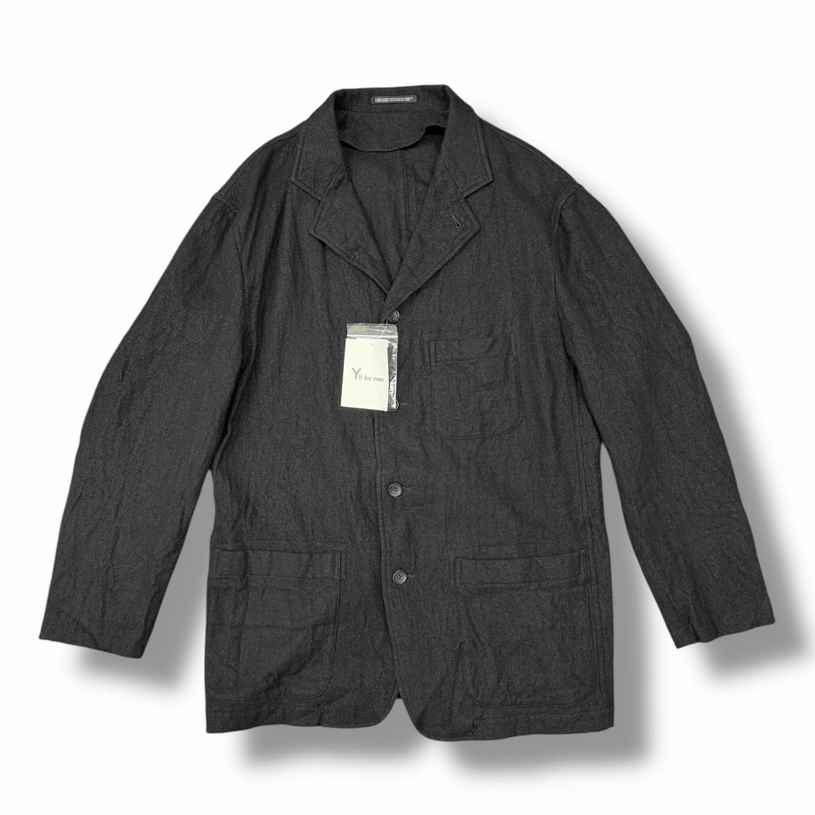 未使用 MASSES・マシス × Y’s for men・ワイズフォーメン SHRINK SERGE FULLING JACKET 状態SS シュリンクサージフリングジャケット ヨウジヤマモト コラボ ML-J90-143 サイズ3 ブラック メンズ （10583M）【中古】