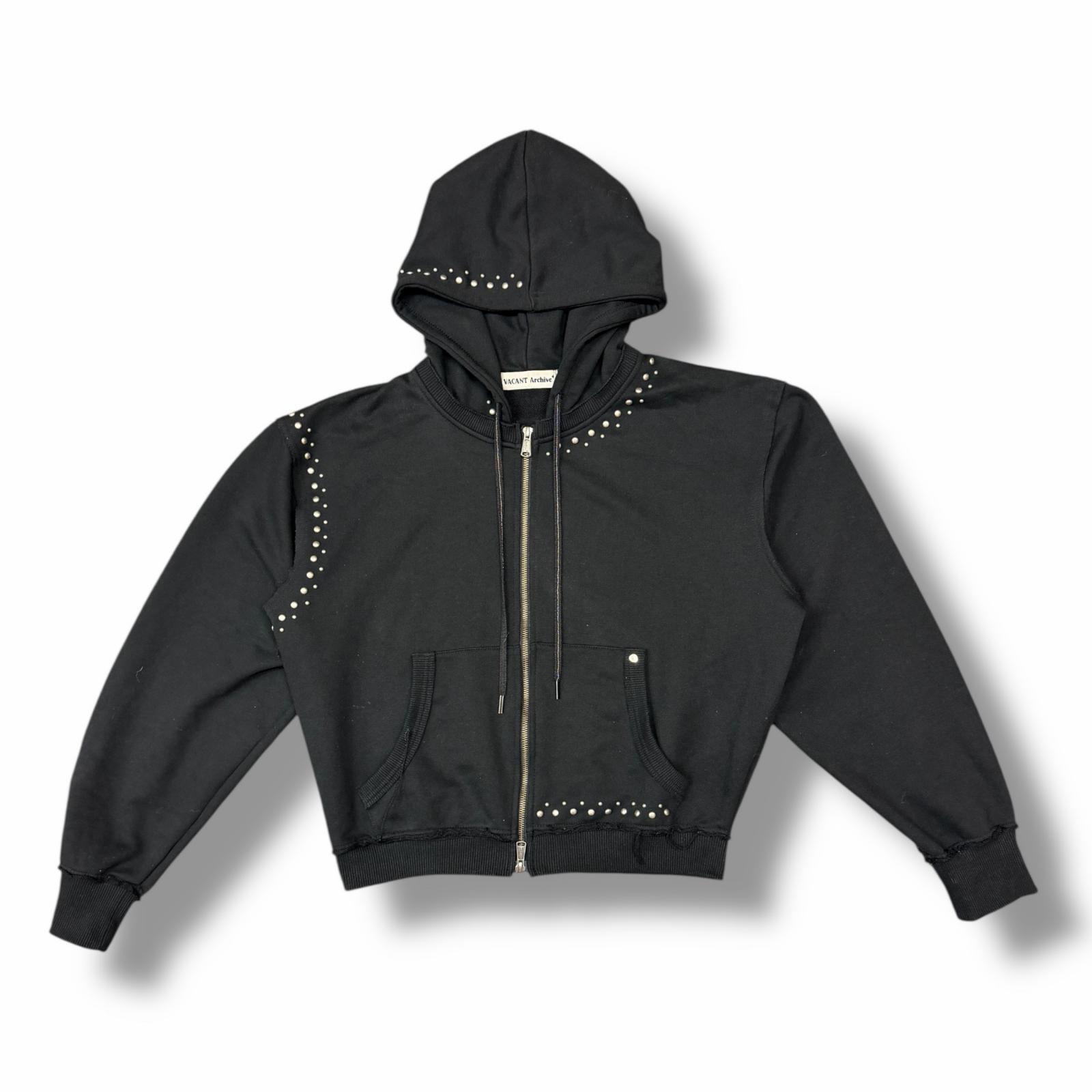 VACANT Archive ヴァカントアーカイブ 25SS NOAH STUD HOOD ZIP-UP 状態A スタッズ ジップアップフーディー スウェットパーカー サイズM ブラック メンズ （10425M）【中古】