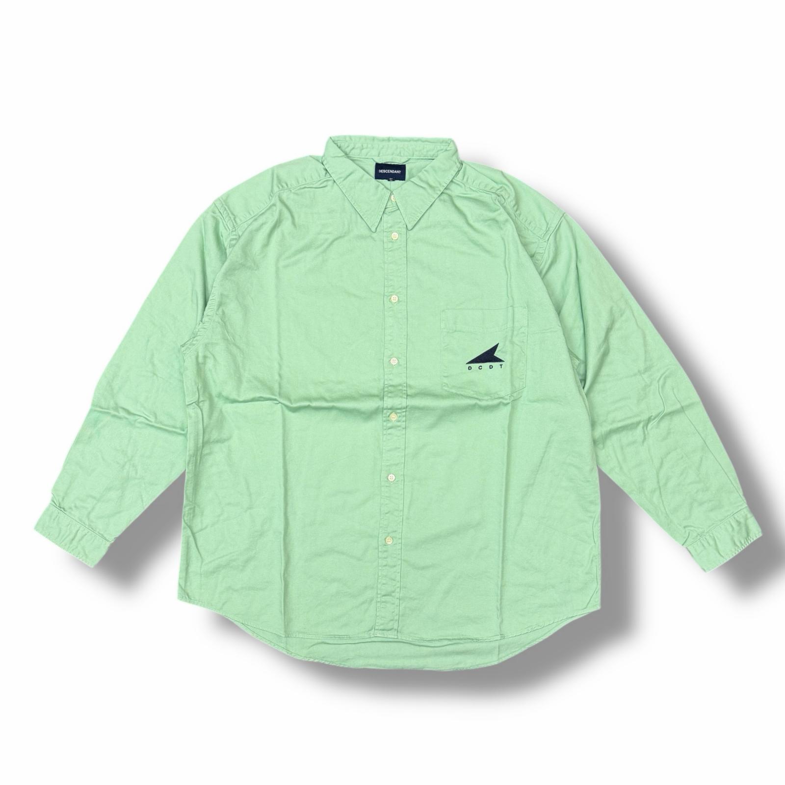 未当て嵌める DESCENDANT・ディセンダント 25SS KENNEDY\u0027S TWILL LS SHIRT 物質の状態SS ケネディズ ツイルロングスリーブシャツ 251WVDS-SHM03 大きさ4 緑であること メンズ （10574M）【中古】