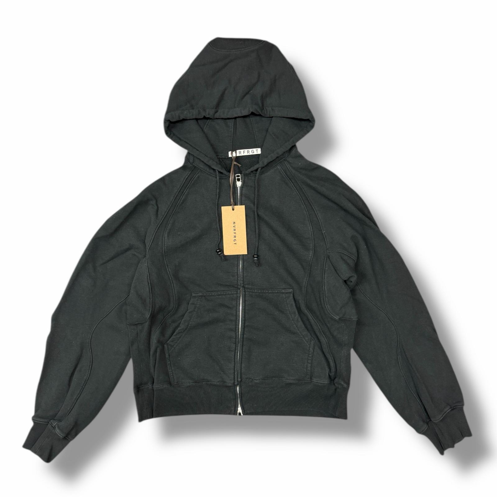 NVRFRGT・ネヴァーフォーゲット 25SS PANELLED ZIP UP HOODIE 状態S パネルジップアップフーディー スウェットパーカー NF251T01 サイズ3 ブラック メンズ （12614M）【中古】