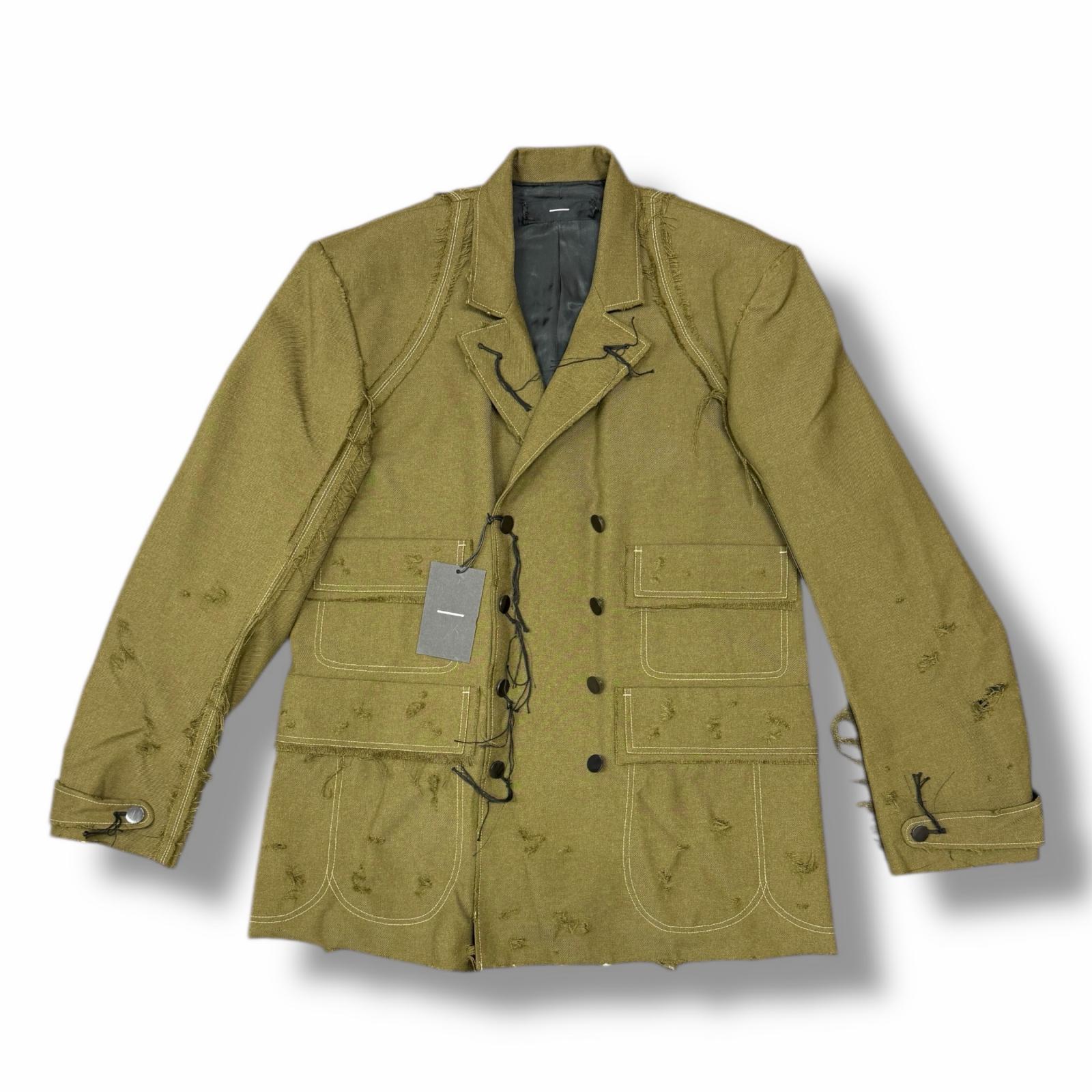未使用 MINUS マイナス slash Seam Hunting Tailored Jacket With DAMAGED 状態SS ハンティングテーラードジャケット M-P1-HO2 サイズ2 オリーブ メンズ （12050M）【中古】