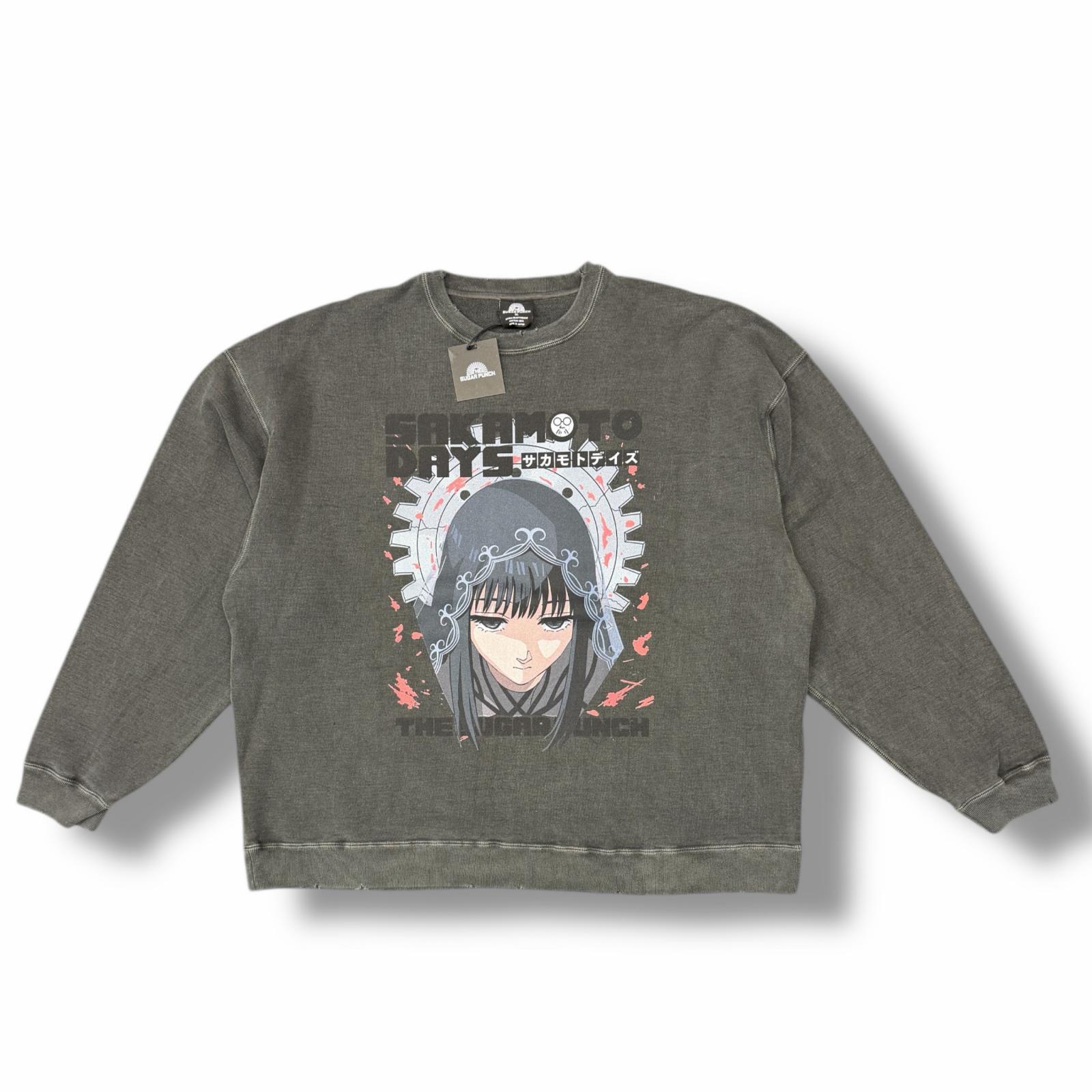 未使用 THE SUGAR PUNCH・ザシュガーパンチ 25SS SAKAMOTO DAYS Sweat (OSARAGI) 状態SS サカモトデイズ コラボスウェット トレーナー TSDM25SM009 サイズXL ブラック メンズ （11149M）【中古】