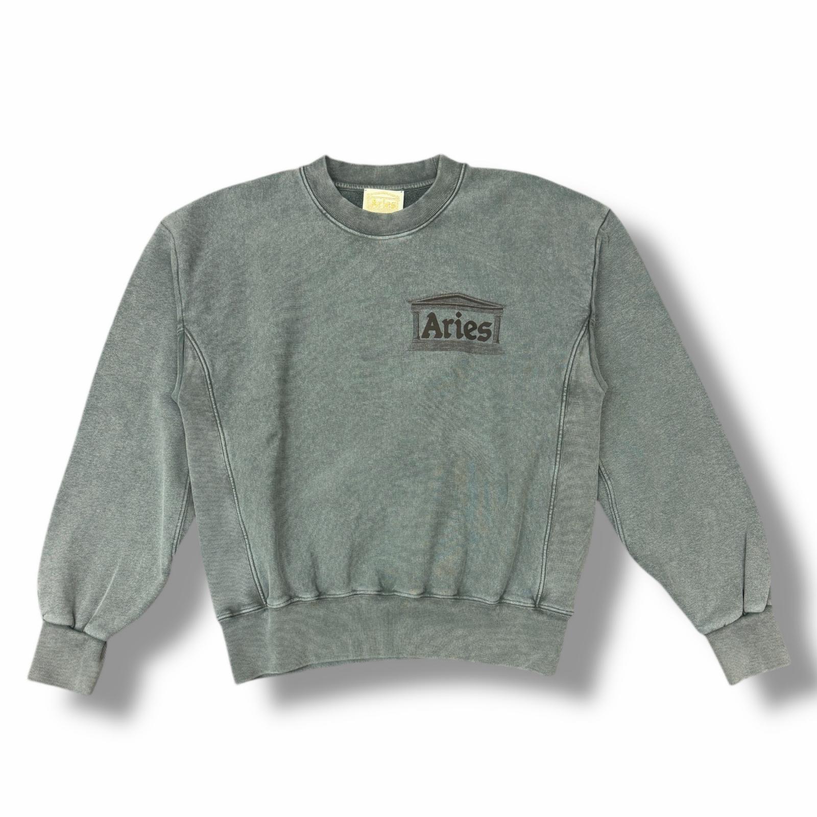 ARIES アリーズ 25SS Premium Aged Temple Sweatshirt 物質の状態A クルーネックスウェット 調教師 ZPM-15010-A 大きさS 濃灰色系 メンズ （11198M）【中古】