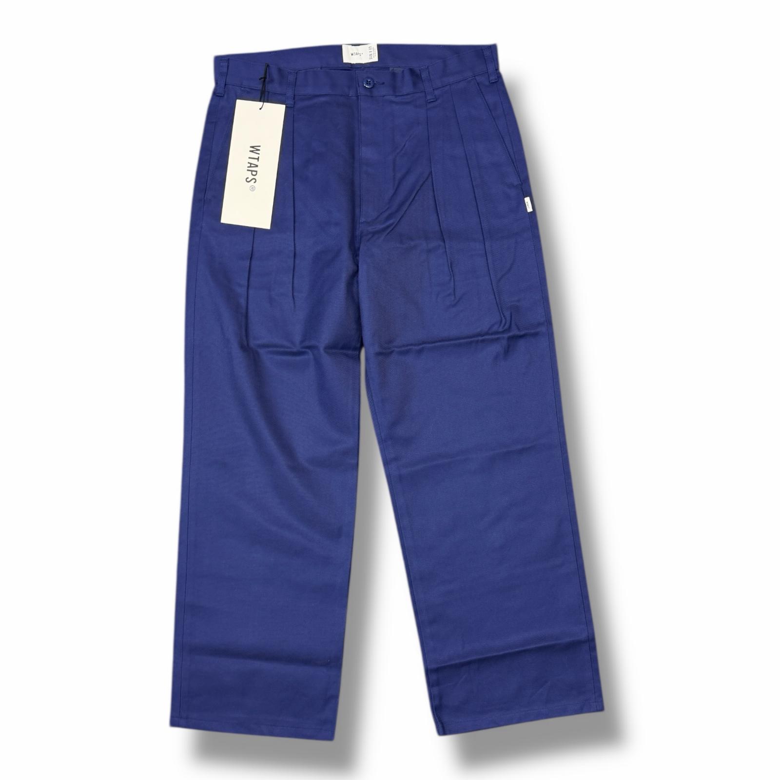 未当て嵌める WTAPS・ダブルタップス 25SS TROUSERS/COTTON.TWILL 物質の状態SS 細工物 トラウザーズ 綿織物 ツイル ズボン下  251TQDT-PTM03 大きさ3 青み メンズ （13102M）【中古】