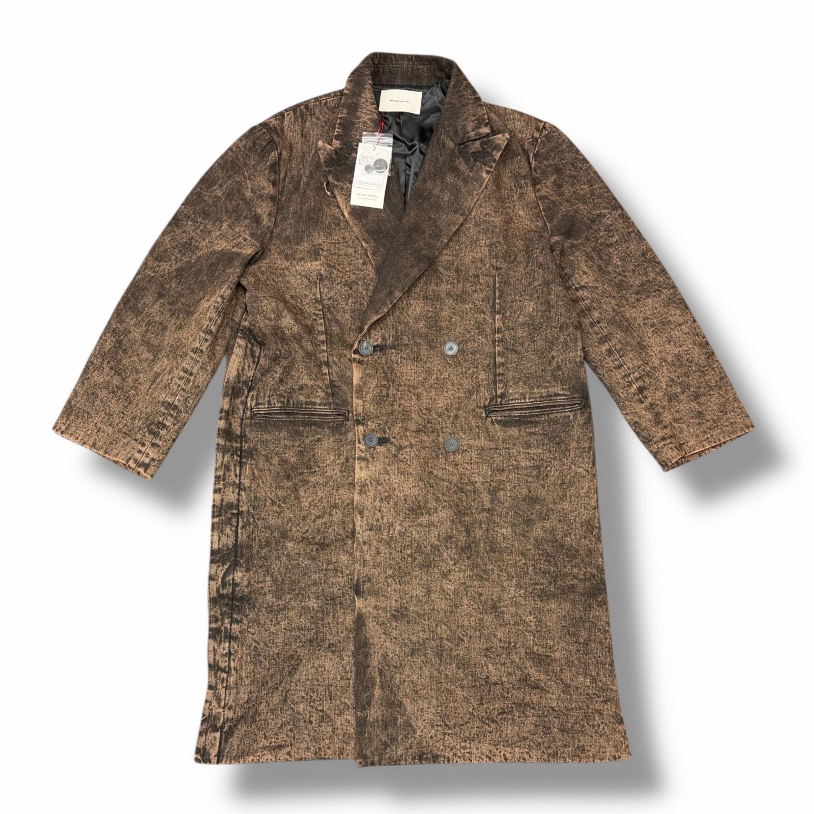 未使用 MAISON SPECIAL・メゾンスペシャル 11oz Chemical Over-Dye Denim Dress-Over Double Coat 状態SS ダブルブレストデニムコート 11232161219 サイズ1 ブラック系 メンズ （13136M）【中古】