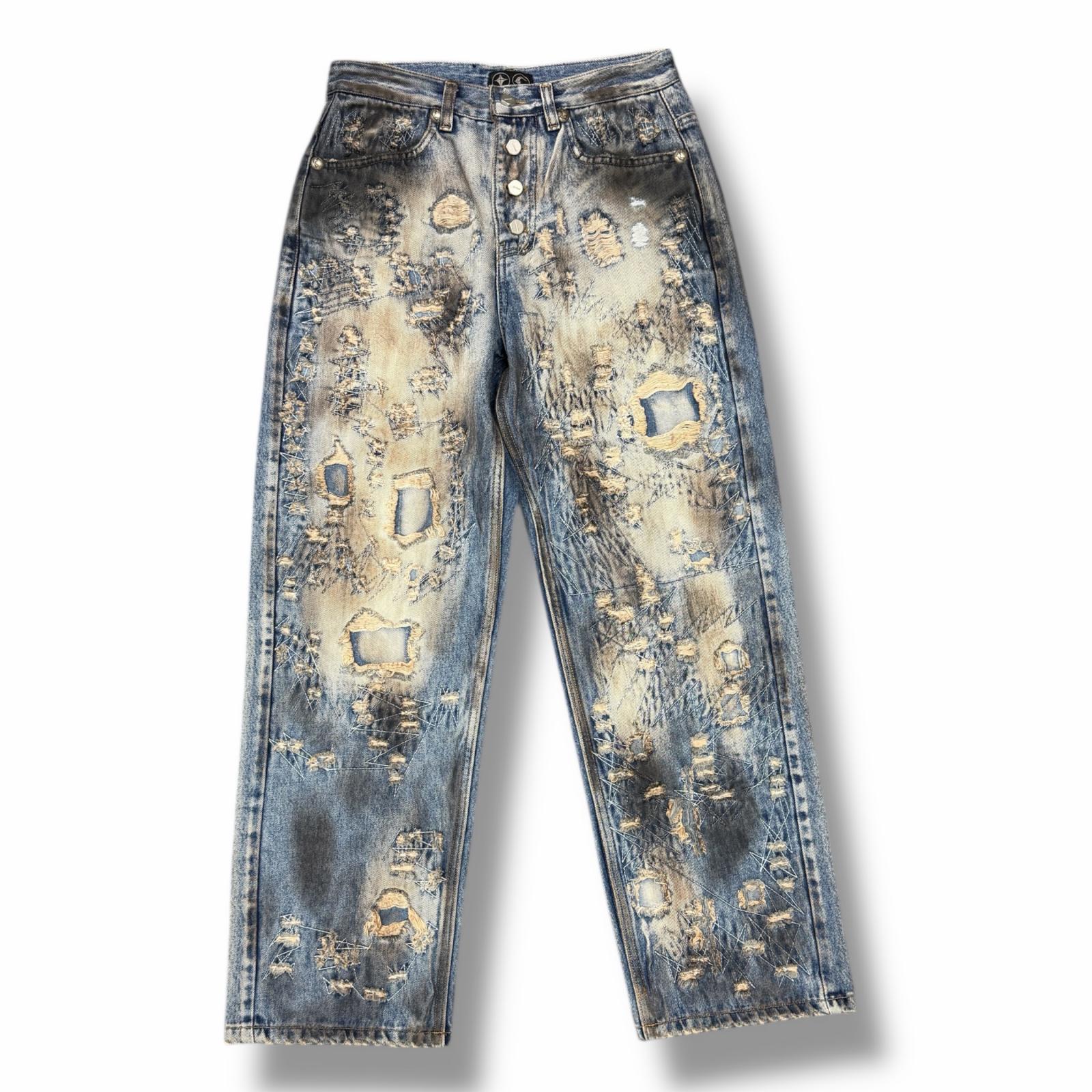 未使用 THUG CLUB・サグクラブ 25SS COMBAT CASUALTY CARE DENIM PANTS 状態SS コンバットカジュアリティケアデニムパンツ ジーンズ TC25PT0901 サイズ4 ブルー メンズ （12256M）【中古】