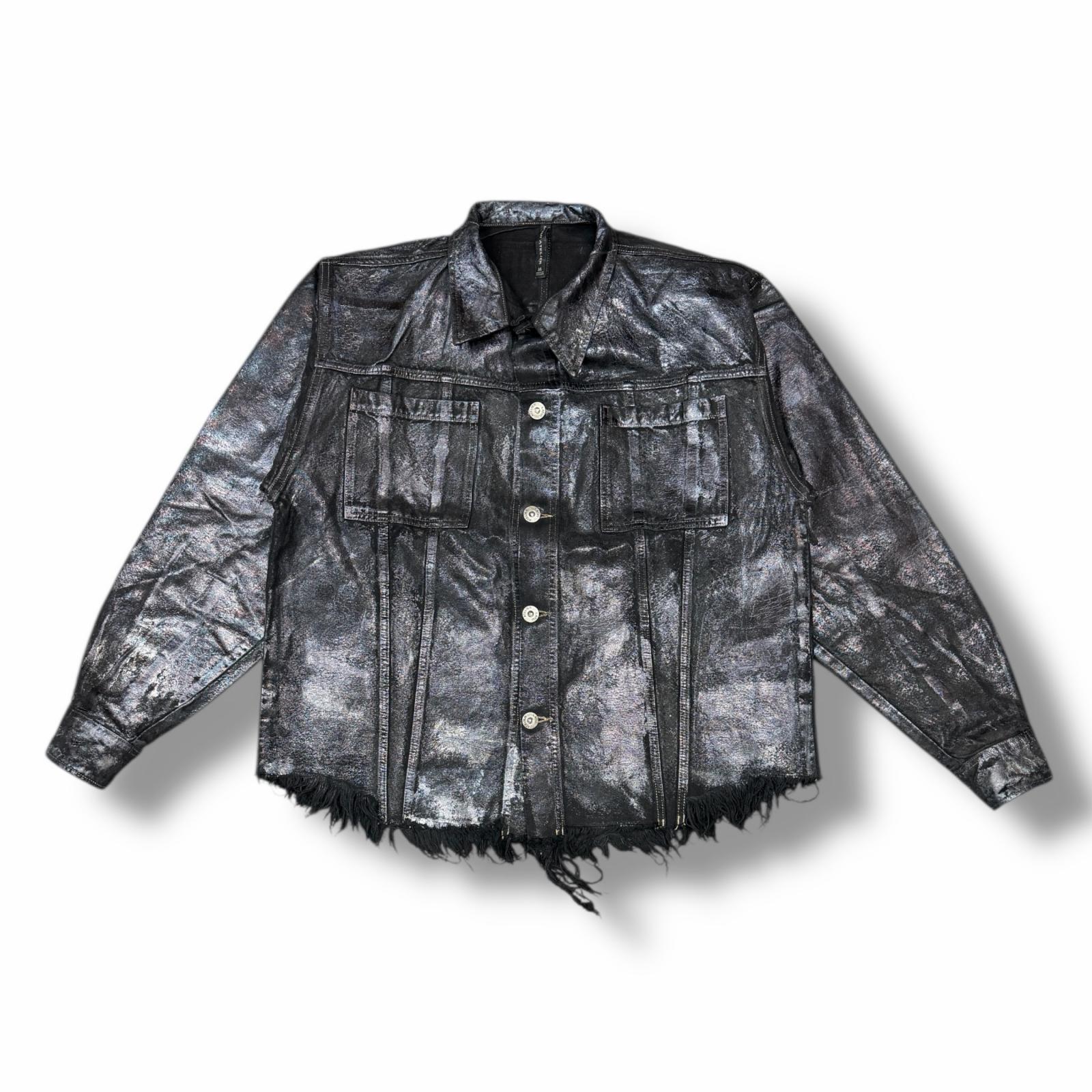 LATUI ATELIER ラトゥイアトリエ 25AW VINTAGE TRAUMA SHIRT 状態A ヴィンテージトラウマシャツ コーティングシャツ サイズM ブラック メンズ （13176M）【中古】