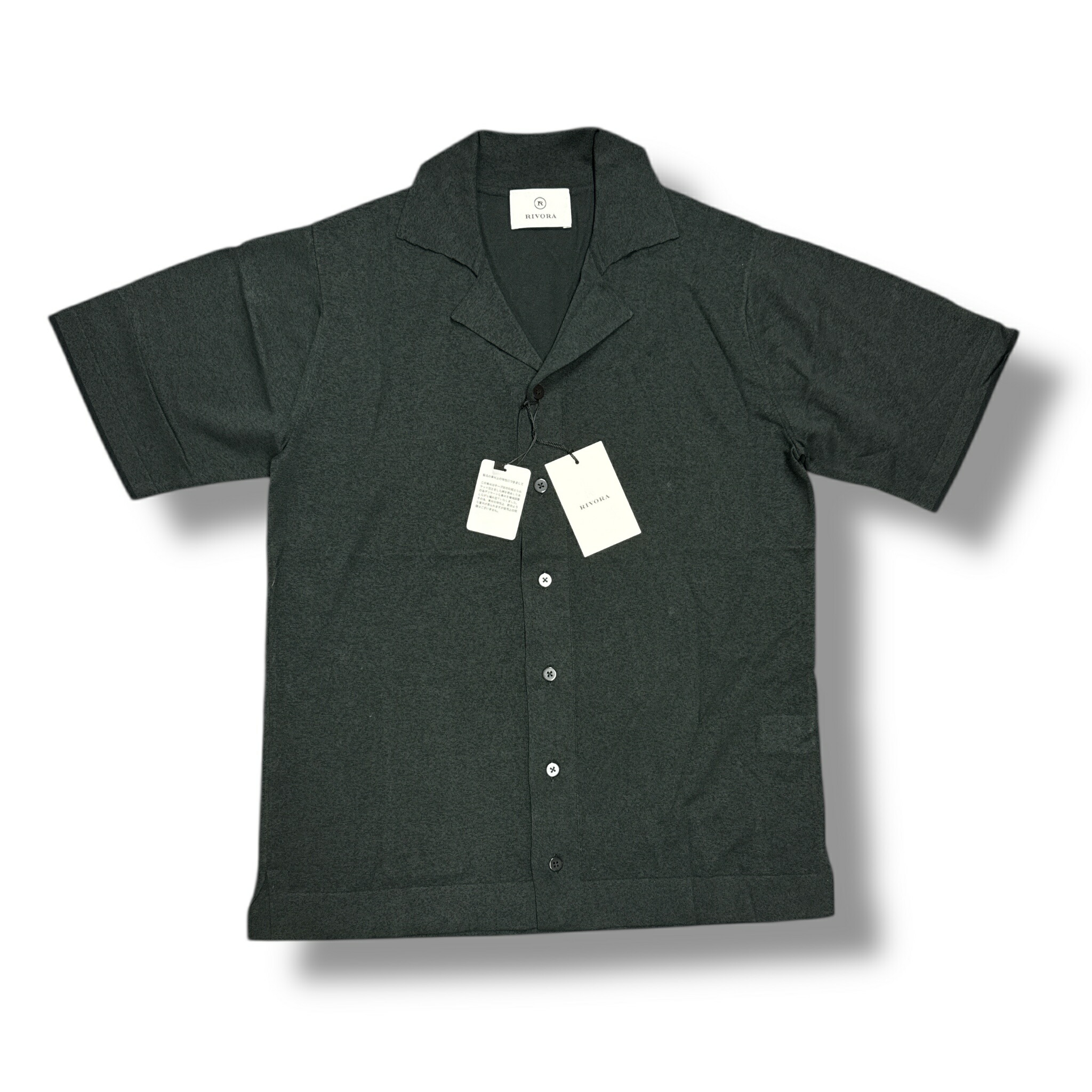 RIVORA・リヴォラ 24SS Cotton Paper Shirts Cardigan 状態SS コットンペーパーシャツカーディガン ニット 半袖シャツ 開襟 R29-MKSCD001 ブラック サイズS(78182A) サイズM(78184A)