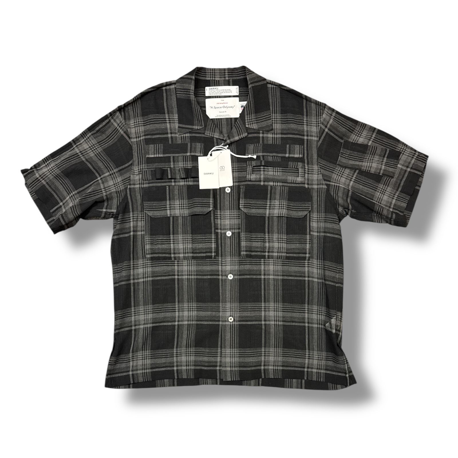 未使用 DAIRIKU・ダイリク 25SS Astronaut Check H-S Shirt 状態SS アストロノート チェック 半袖シャツ 25SS SHT5 サイズL ブラック×グレー メンズ （97922A5）【中古】