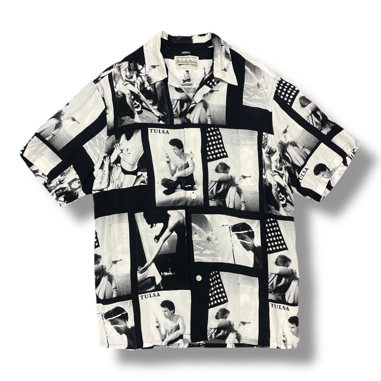 WACKO MARIA・ワコマリア 21SS TULSA S/S Hawaian Shirt TYPE-2  状態A アロハシャツ ハワイアンシャツ Stie-lo × LARRY CLARK STIELO-WM-LC-H102 サイズL ホワイト/ブラック メンズ （94493A）【中古】
